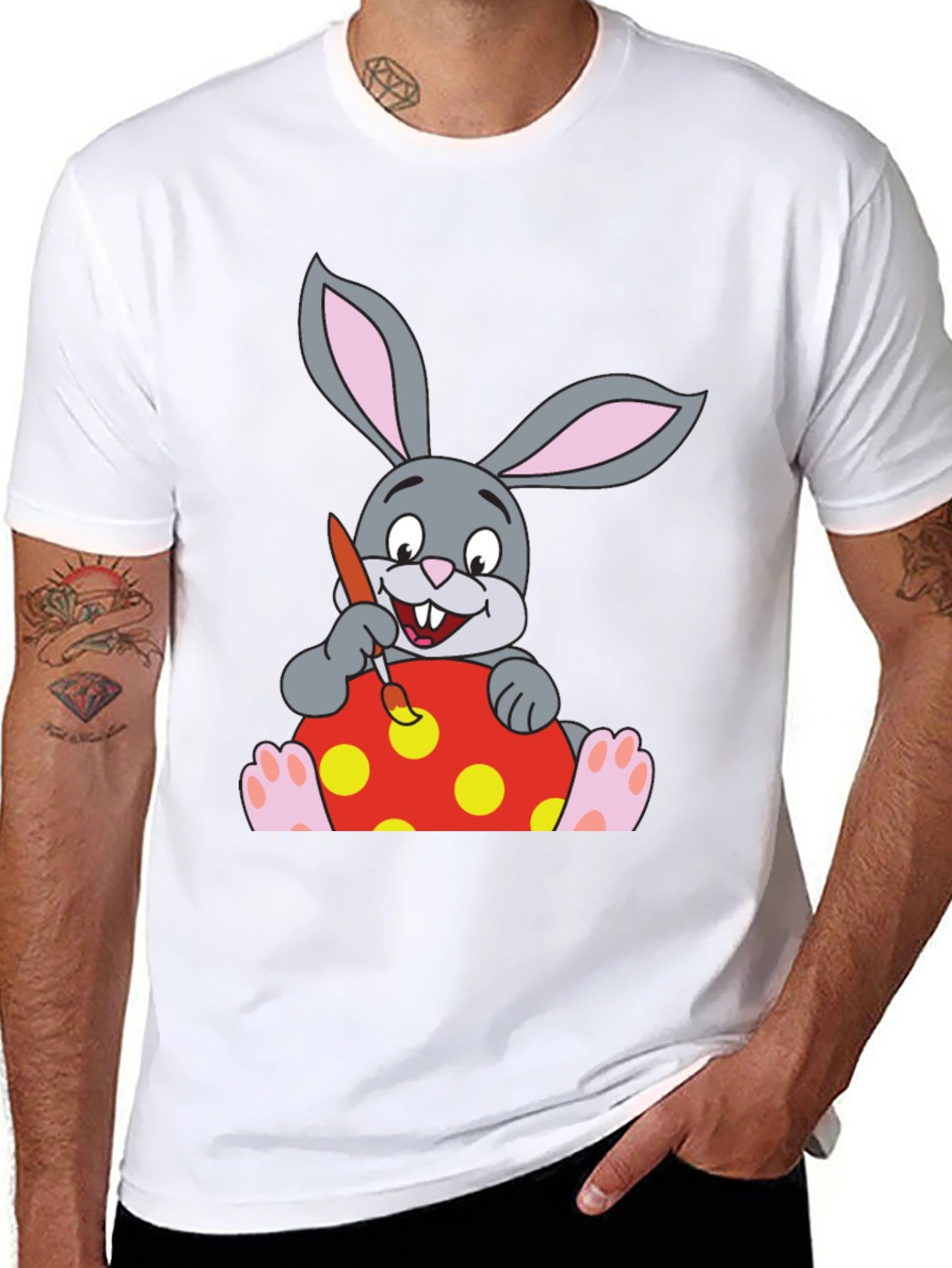 Bunny Painting Easter Egg Black T-Shirt