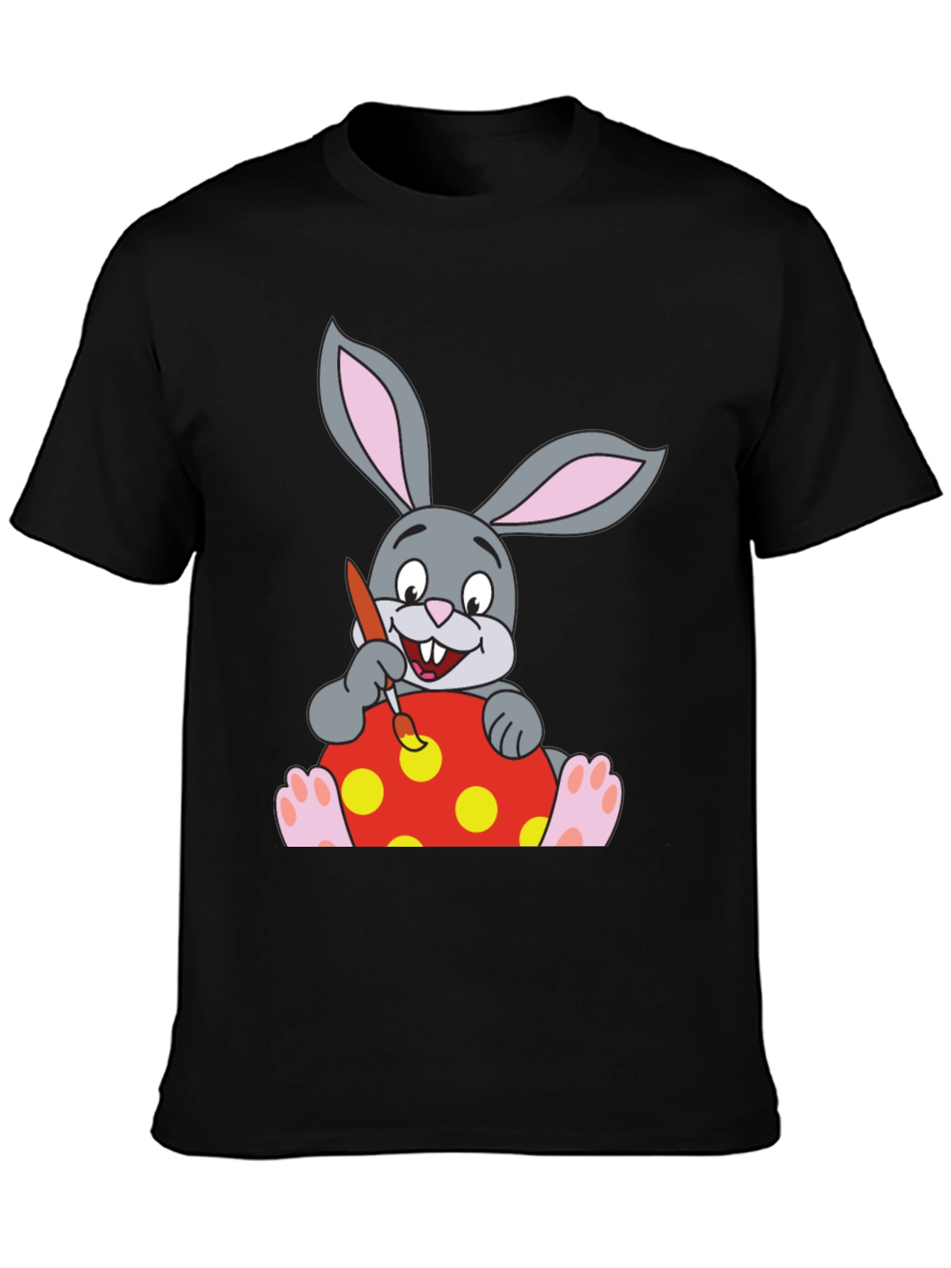 Bunny Painting Easter Egg Black T-Shirt