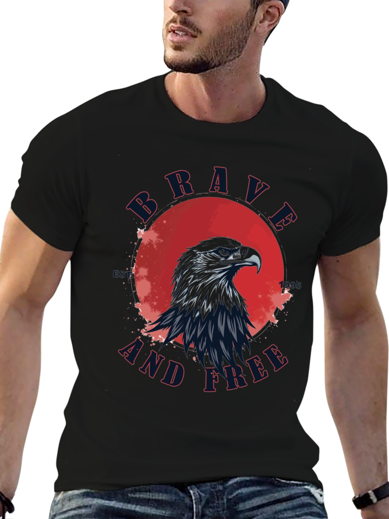 Brave and Free Eagle Graphic T-Shirt - Patriotic Style