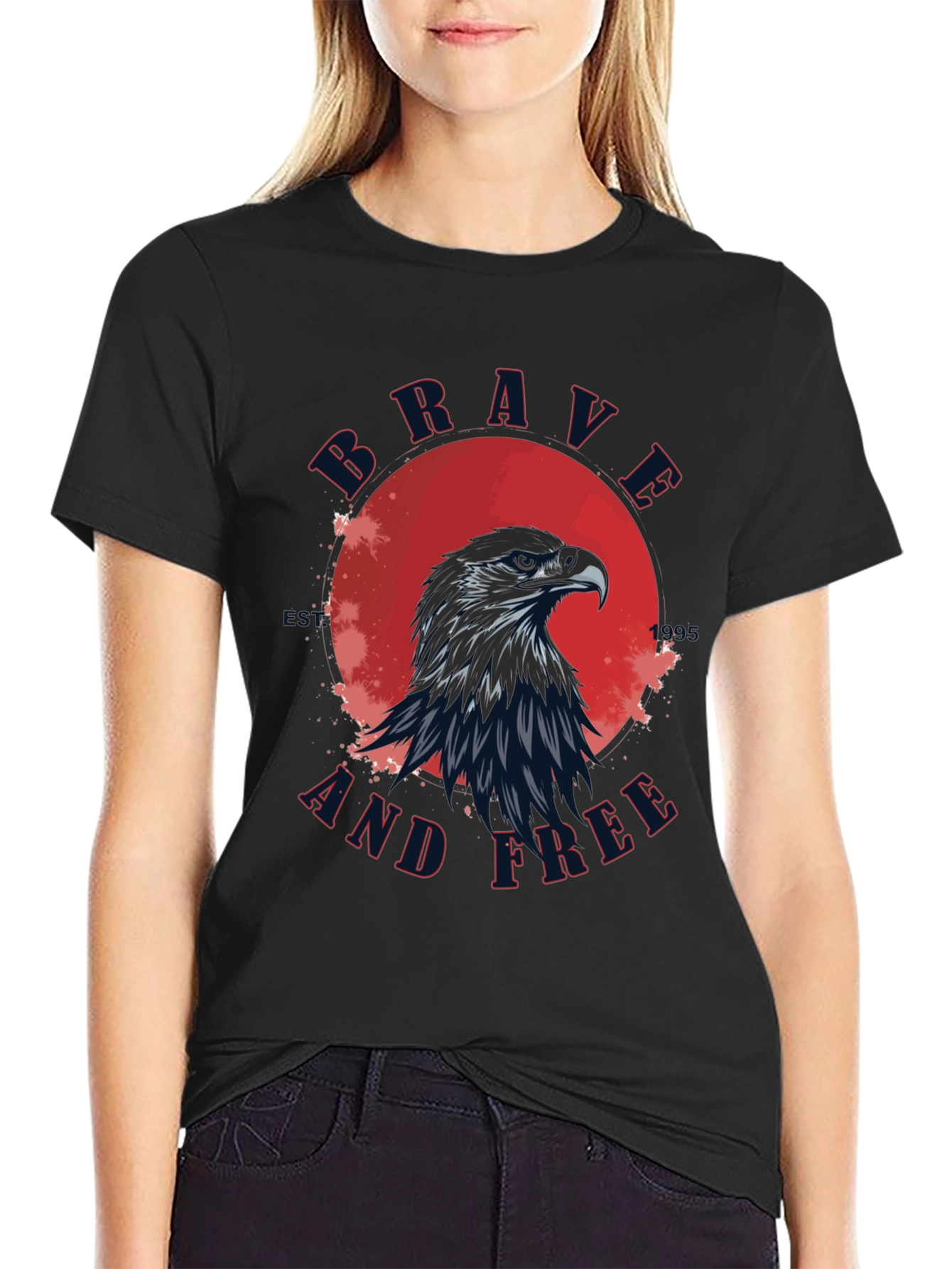 Brave and Free Eagle Graphic T-Shirt - Patriotic Style