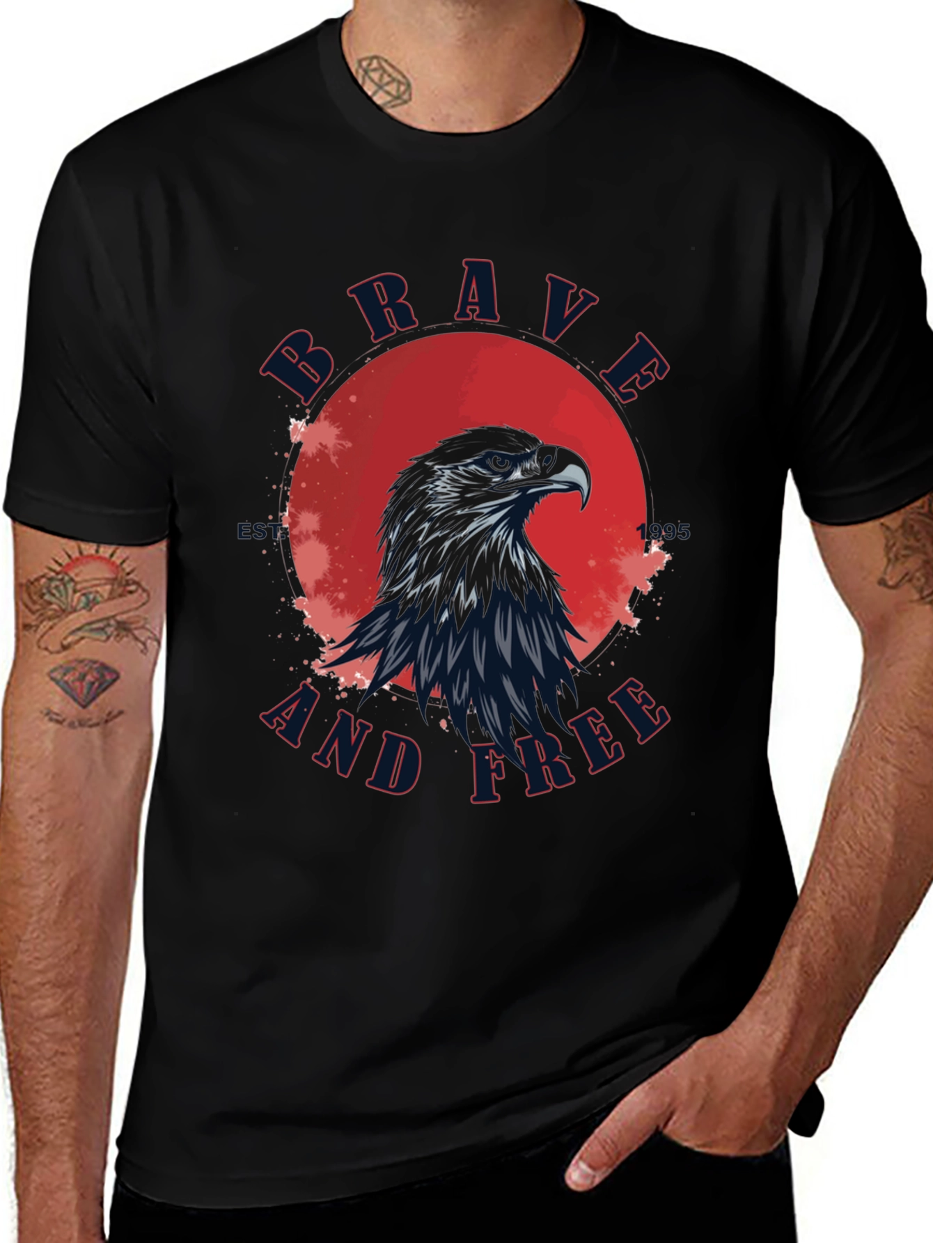 Brave and Free Eagle Graphic T-Shirt - Patriotic Style