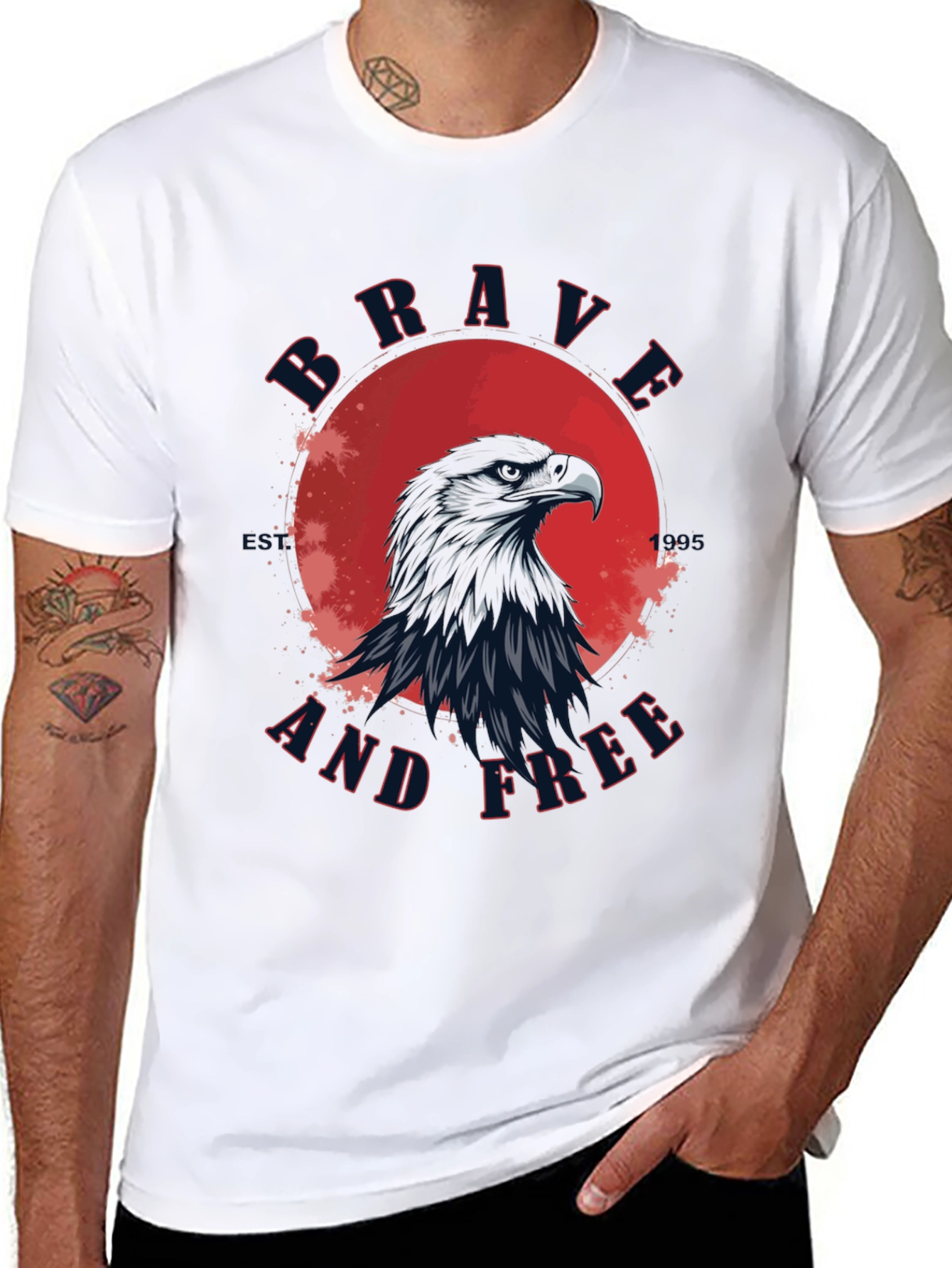 Brave and Free Eagle Graphic T-Shirt - Patriotic Style