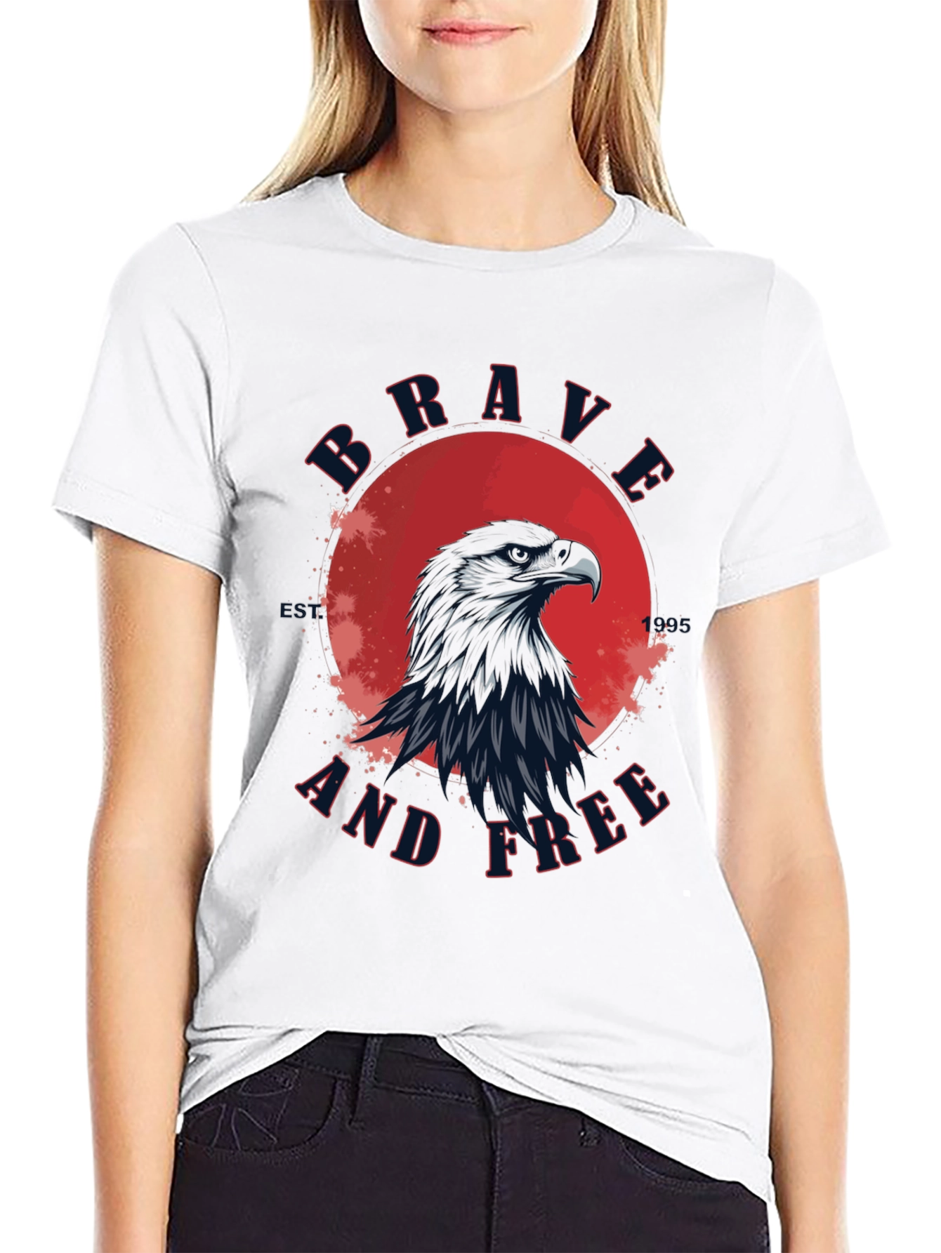 Brave and Free Eagle Graphic T-Shirt - Patriotic Style