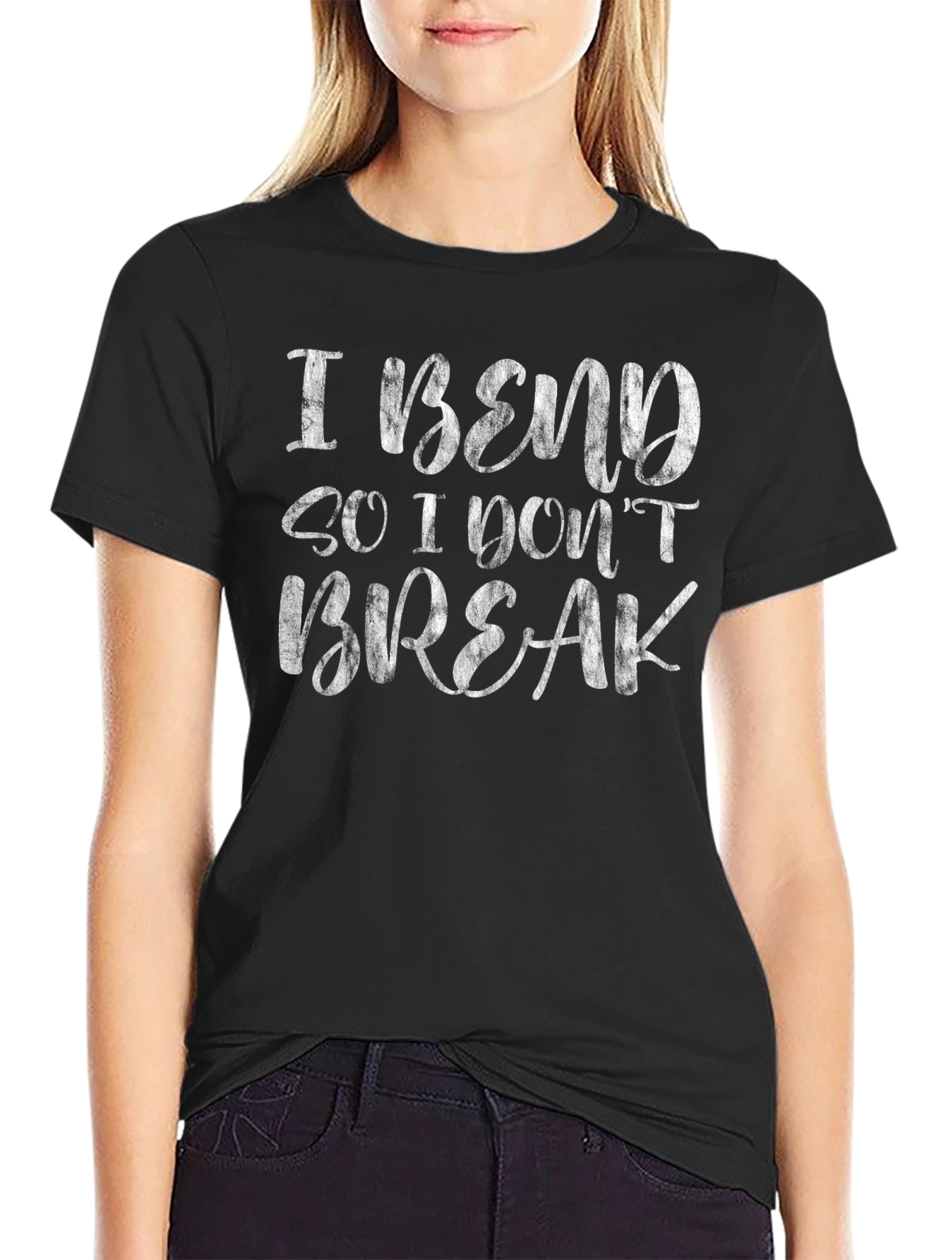 I Bend So I Dont Break Black Graphic T-Shirt