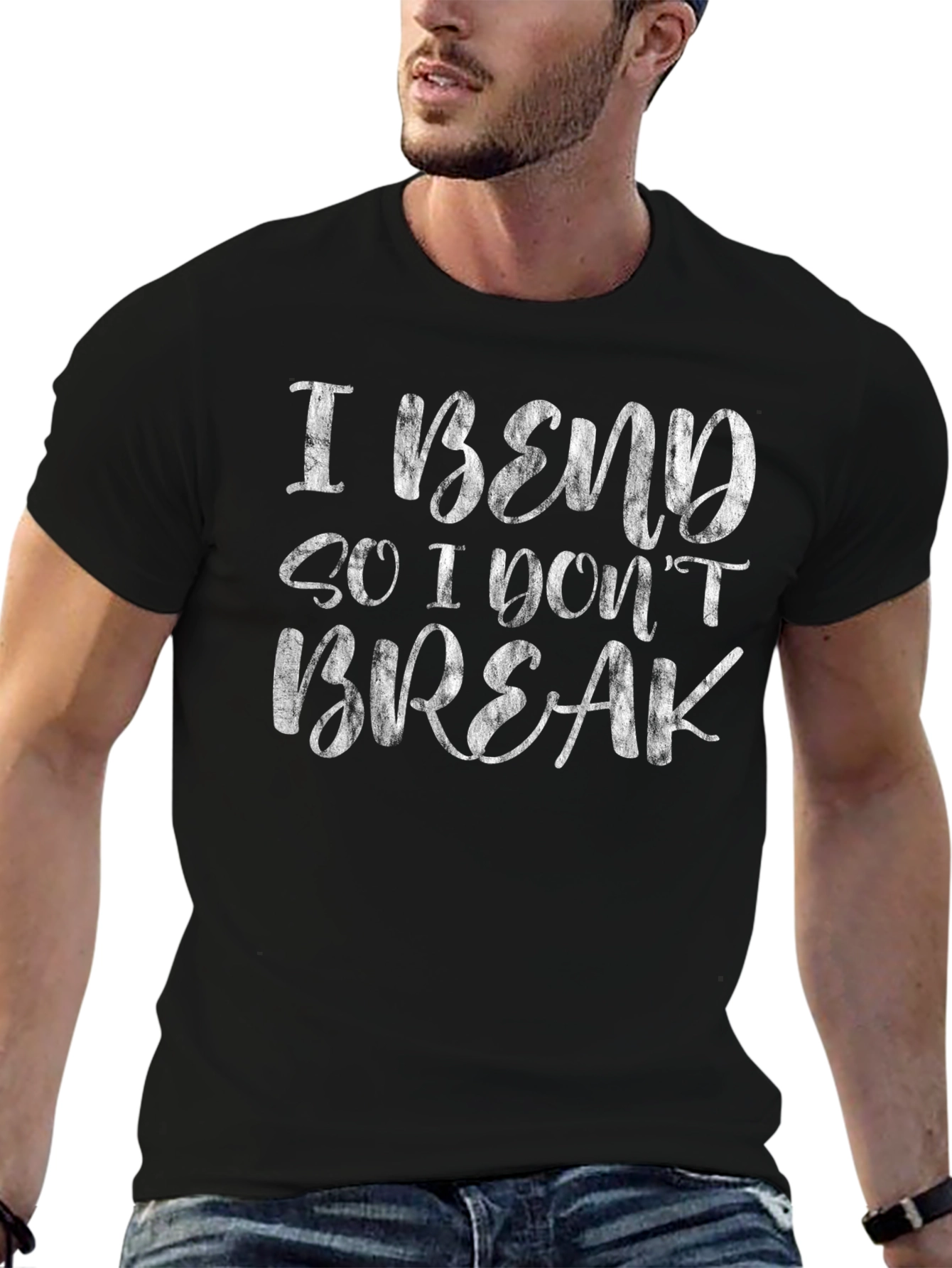 I Bend So I Dont Break Black Graphic T-Shirt