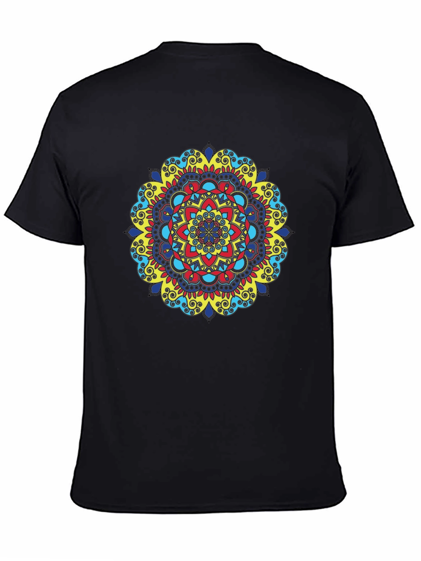 Vibrant Mandala Graphic Black T-Shirt