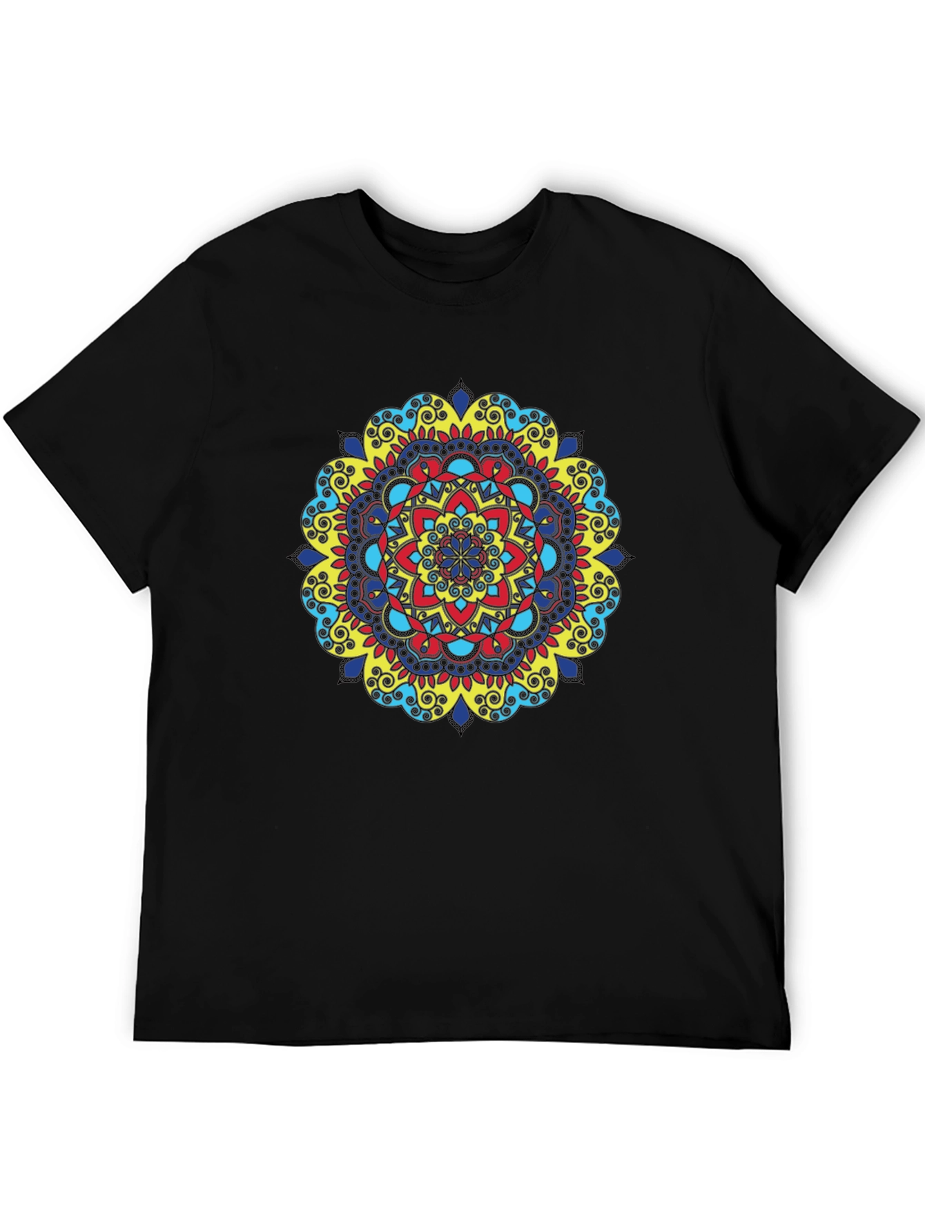 Vibrant Mandala Graphic Black T-Shirt