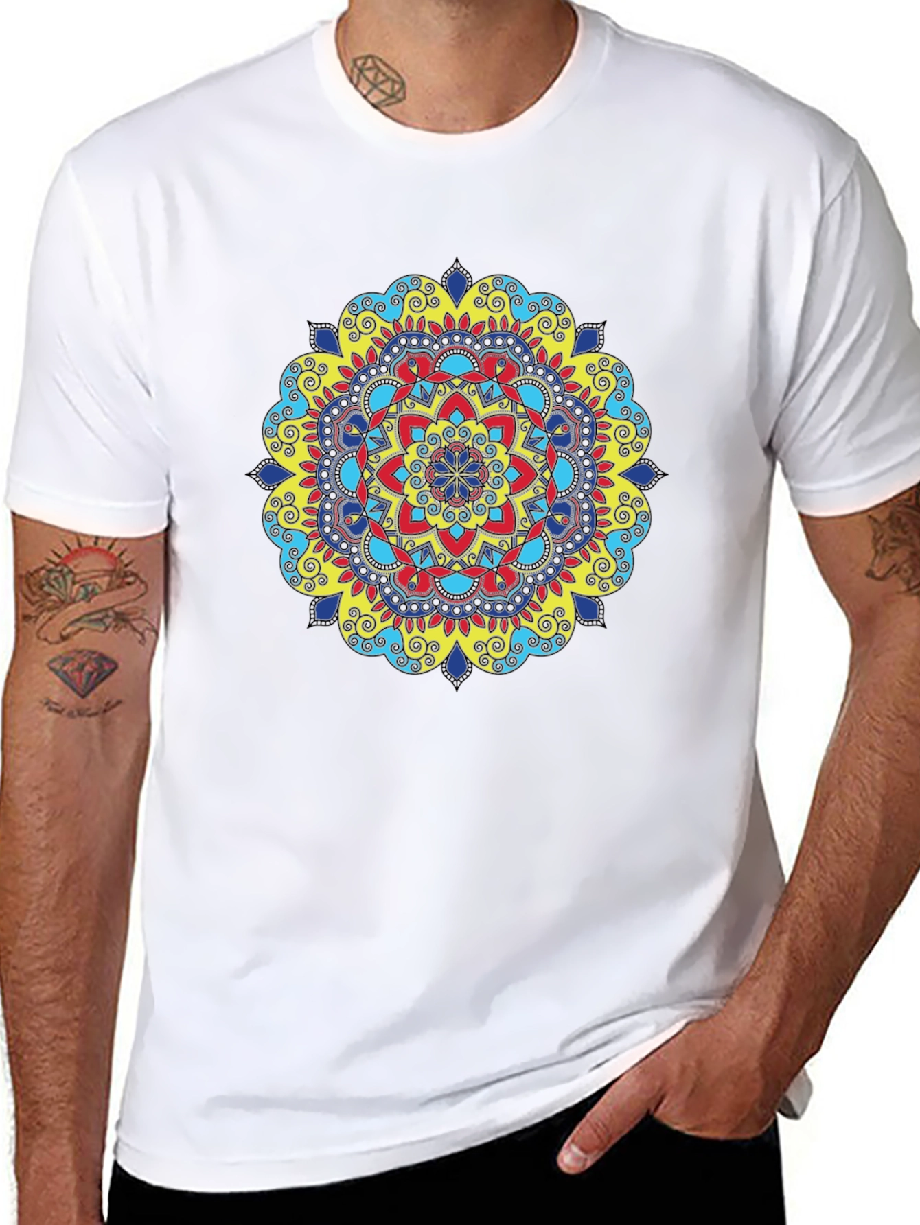 Vibrant Mandala Graphic Black T-Shirt