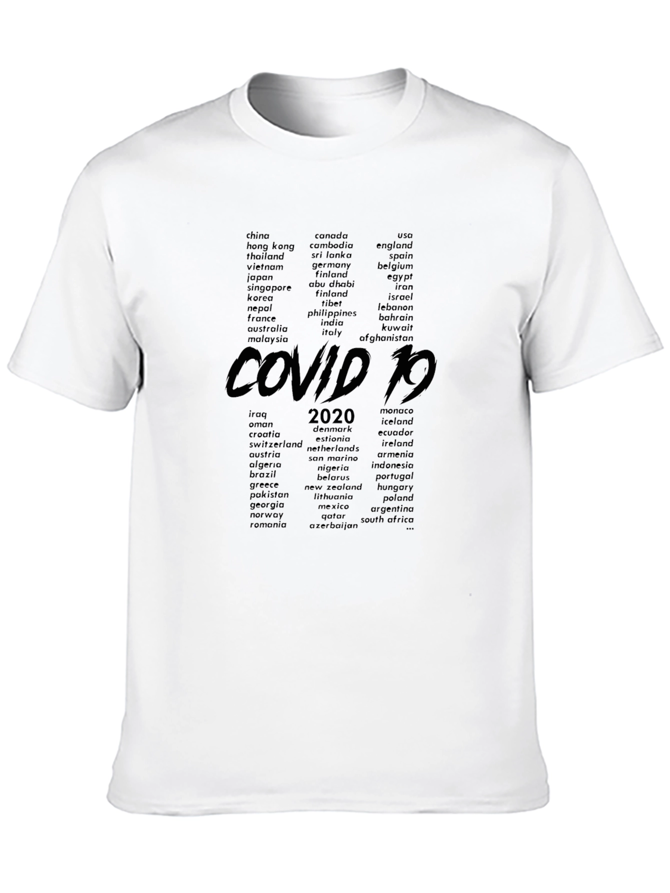 COVID-19 Countries Black Graphic T-Shirt