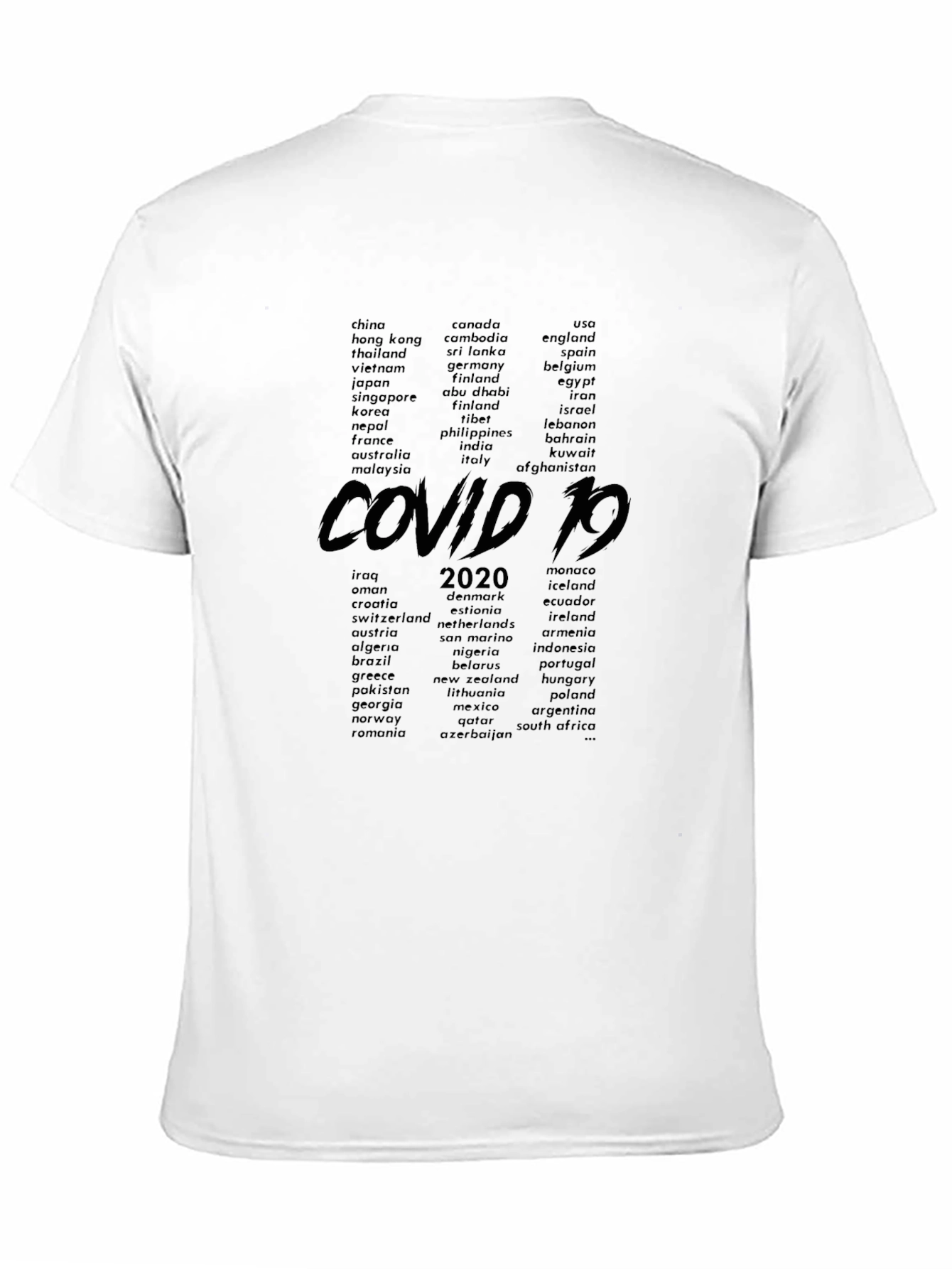COVID-19 Countries Black Graphic T-Shirt