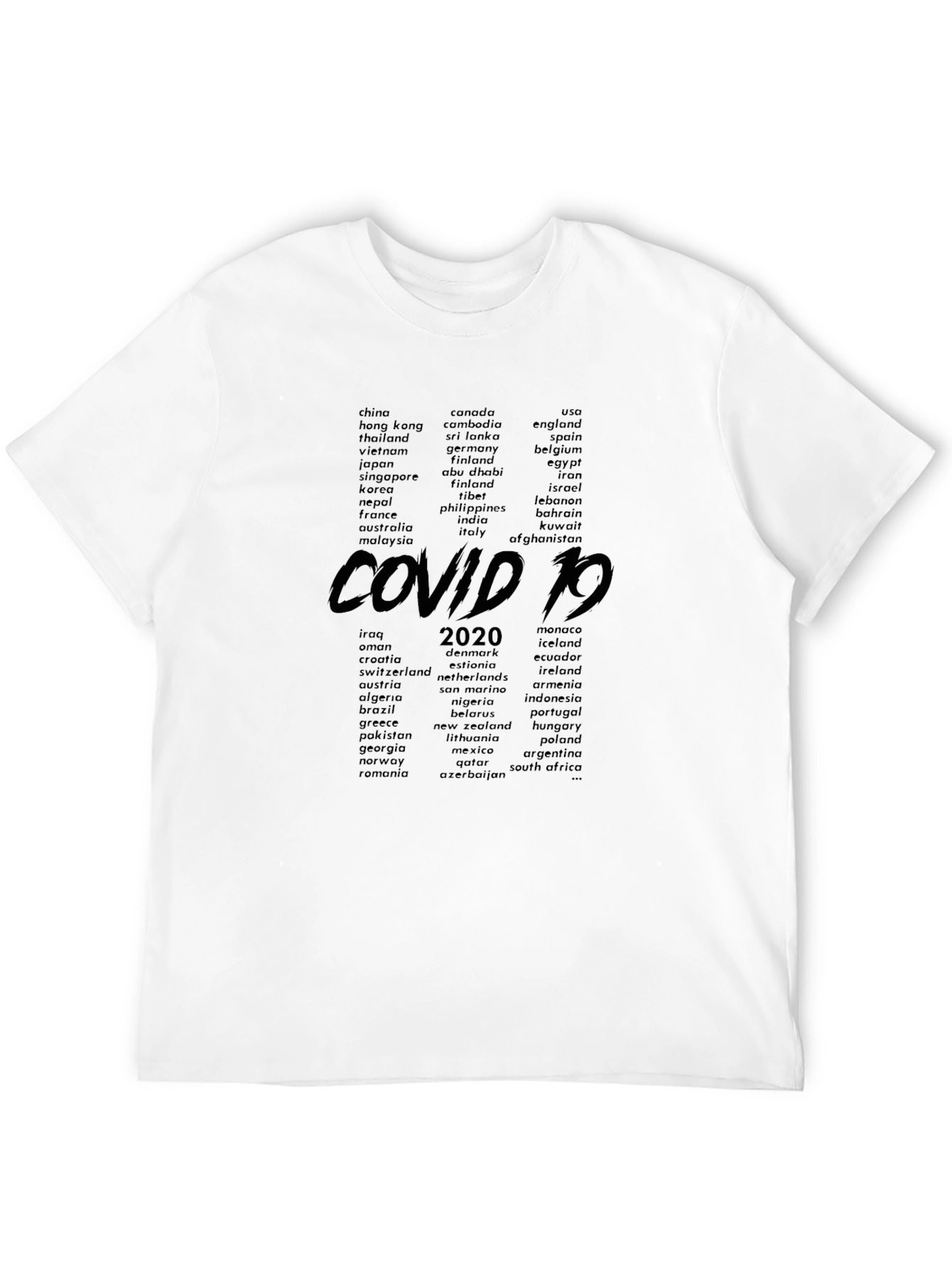 COVID-19 Countries Black Graphic T-Shirt