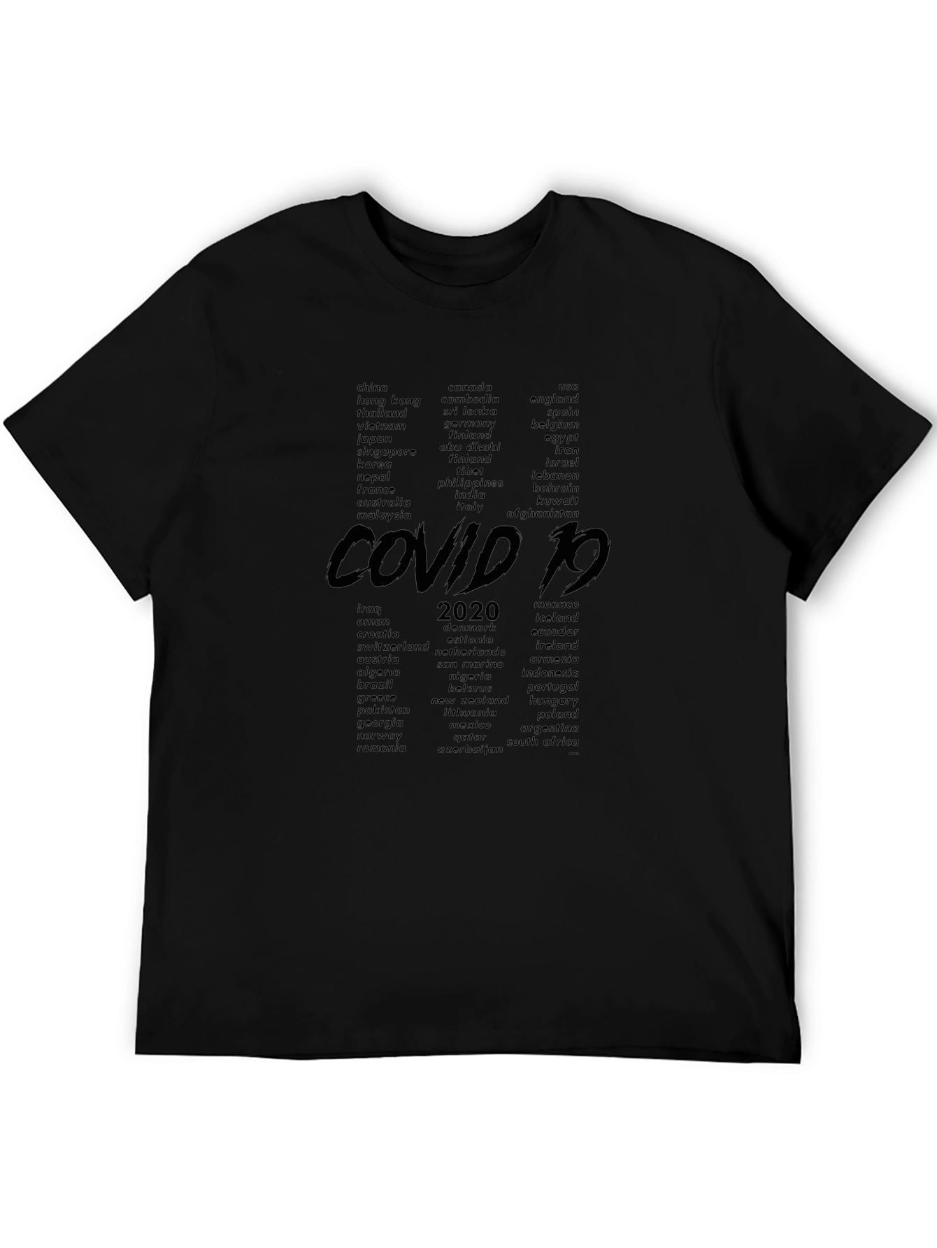COVID-19 Countries Black Graphic T-Shirt