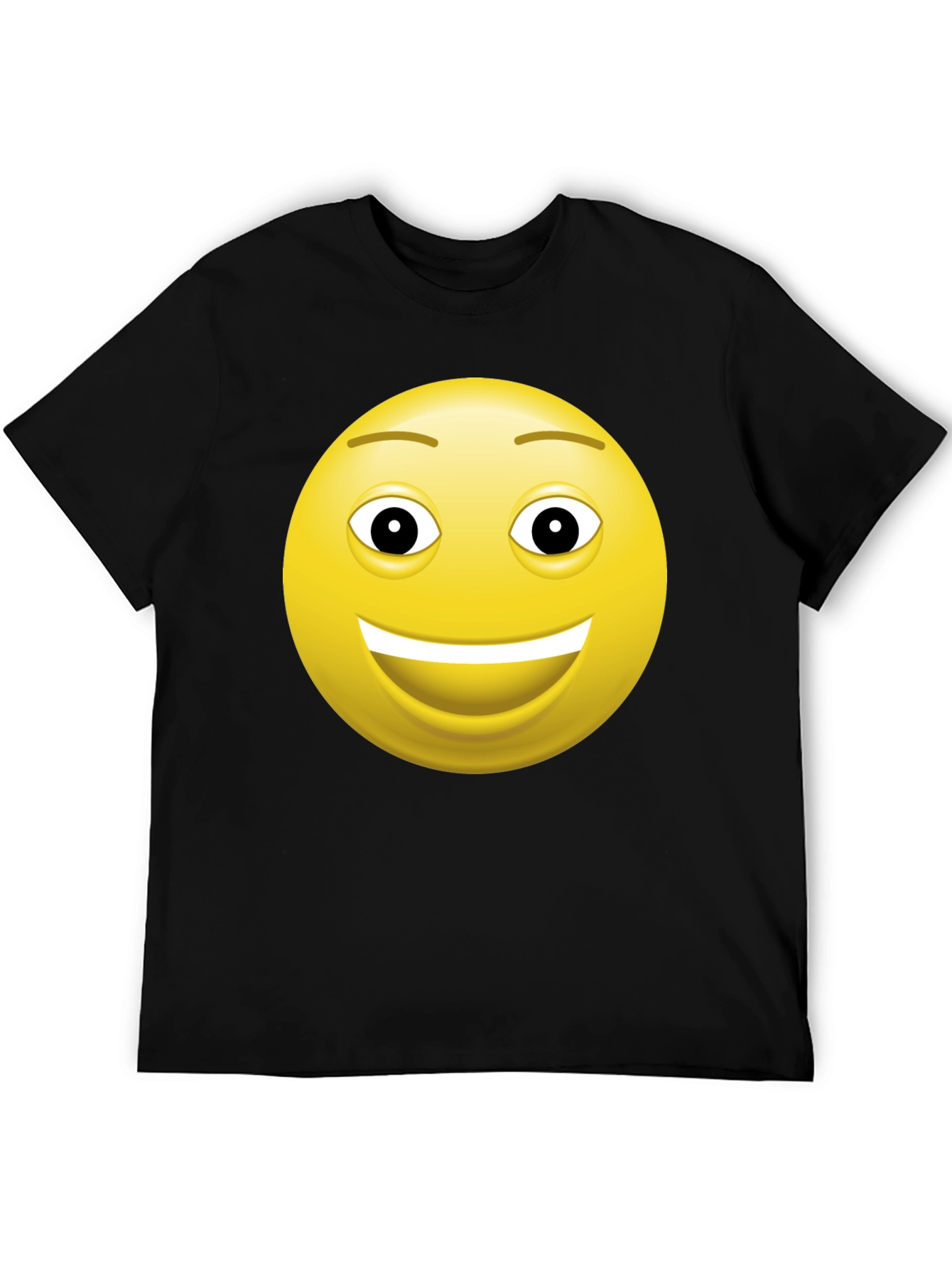 Happy Face Graphic Tee - Black Cotton T-Shirt