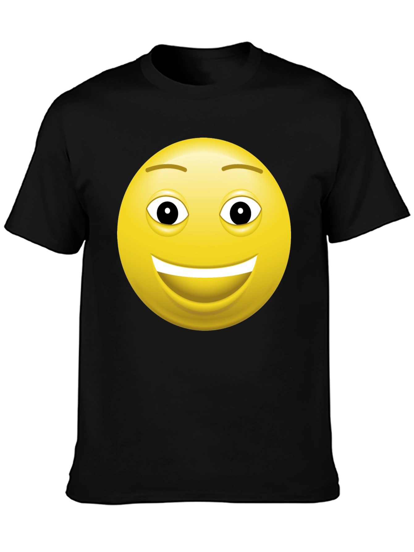 Happy Face Graphic Tee - Black Cotton T-Shirt