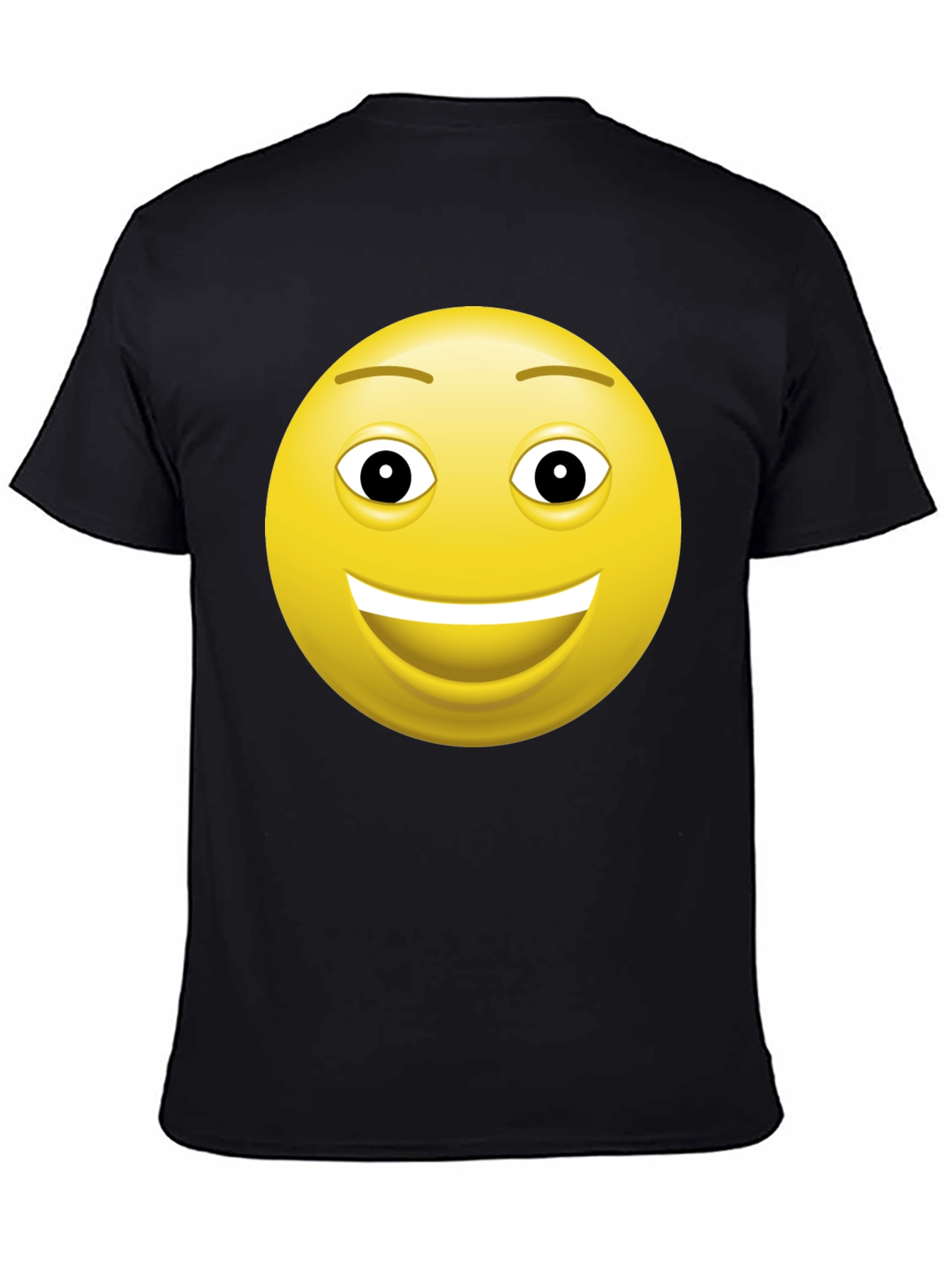 Happy Face Graphic Tee - Black Cotton T-Shirt