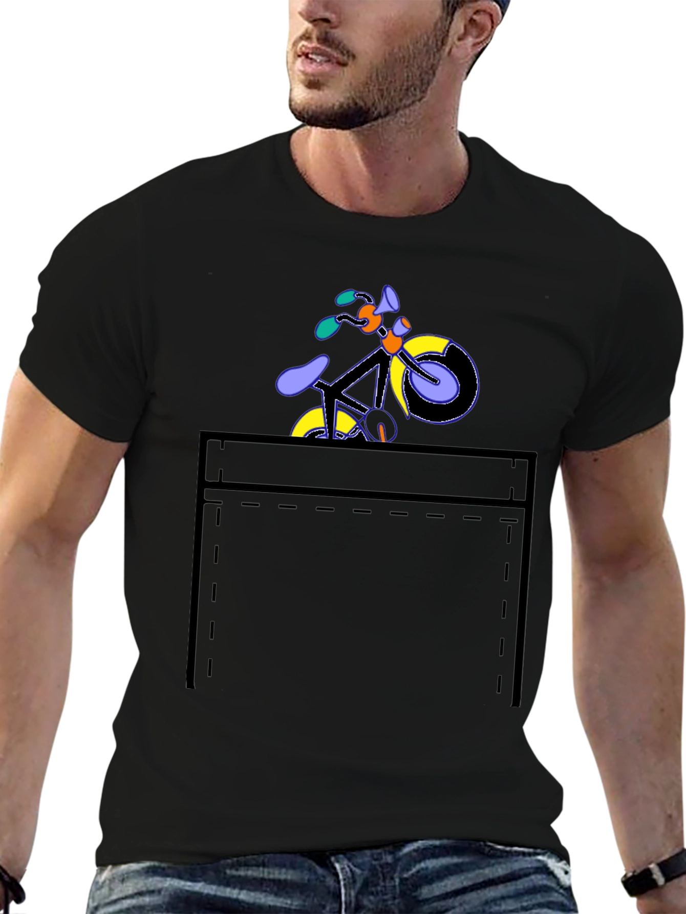 Bike in Pocket Graphic Tee - Stylish Casual Wear