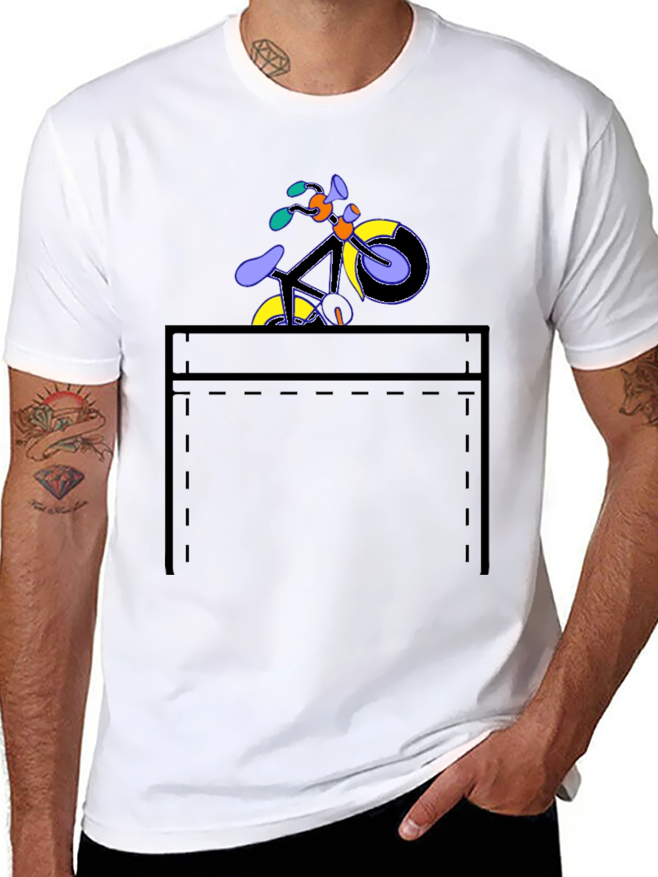 Bike in Pocket Graphic Tee - Stylish Casual Wear
