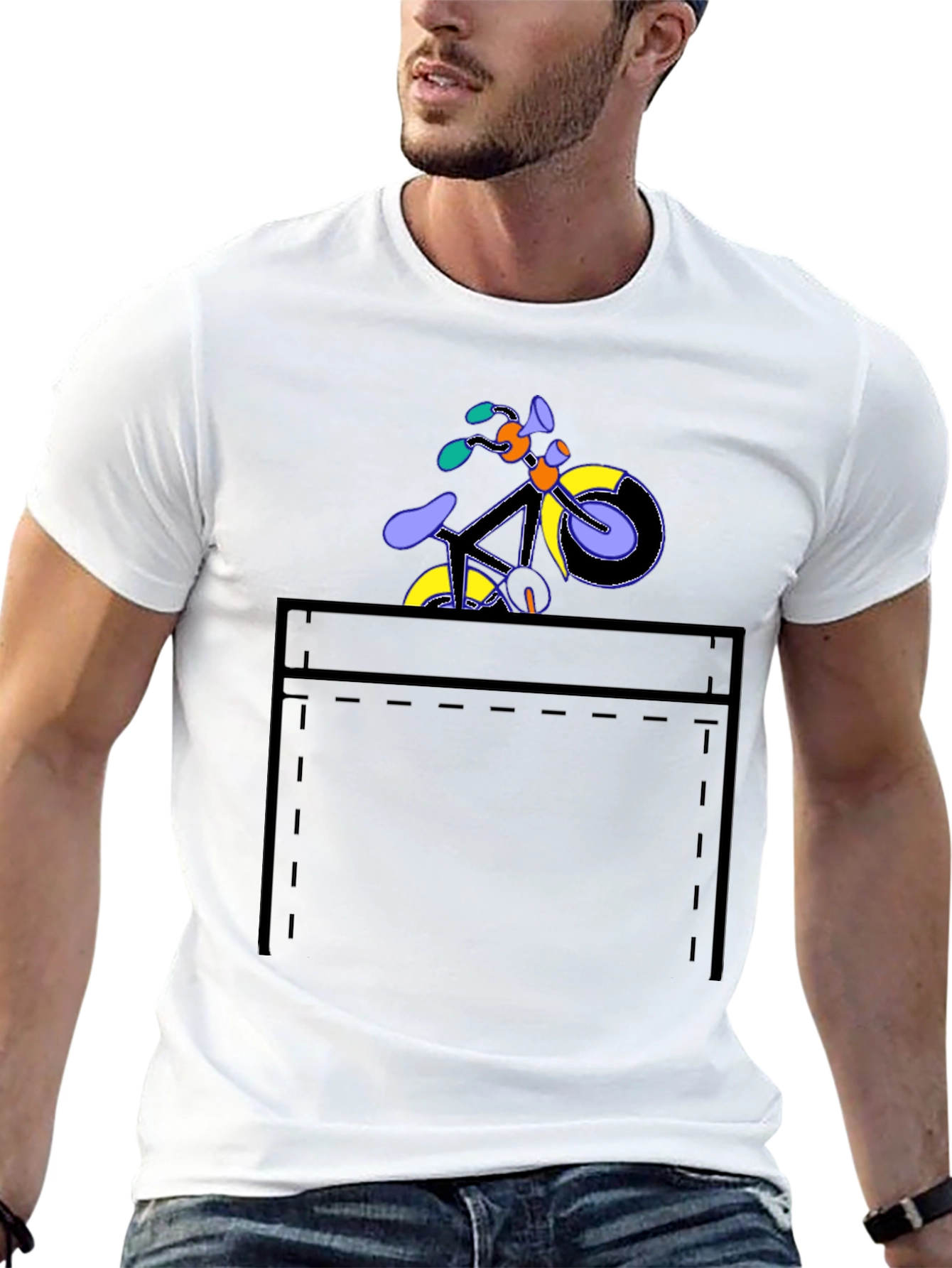 Bike in Pocket Graphic Tee - Stylish Casual Wear