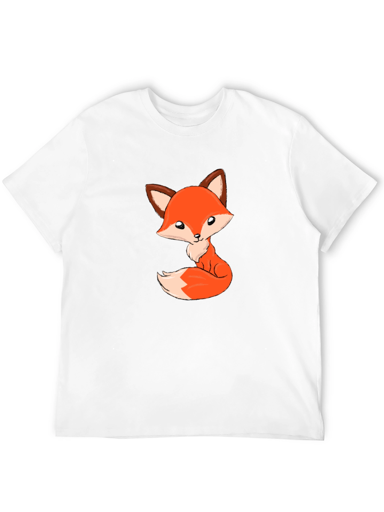 Cute Cartoon Fox Black T-Shirt