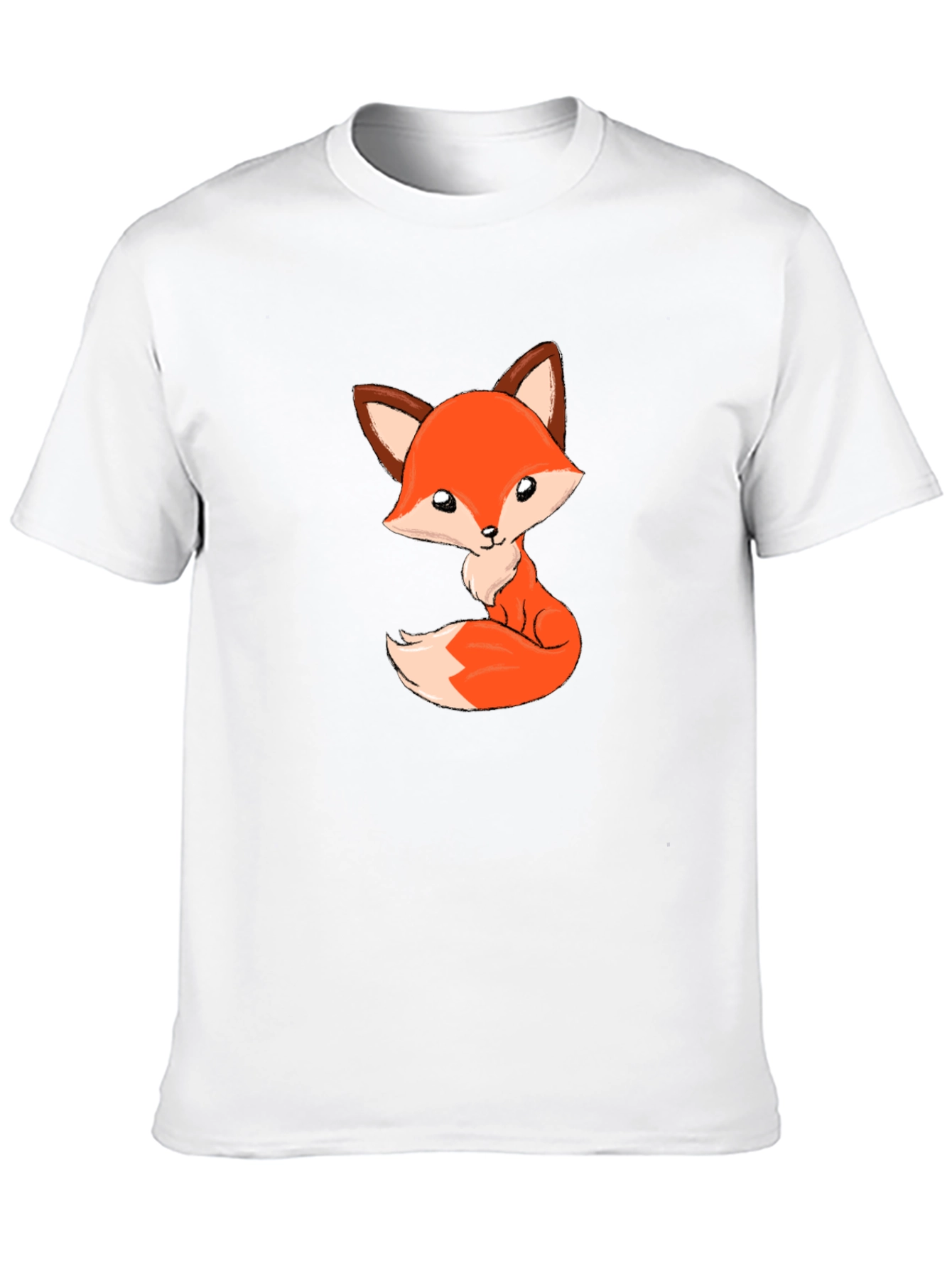 Cute Cartoon Fox Black T-Shirt