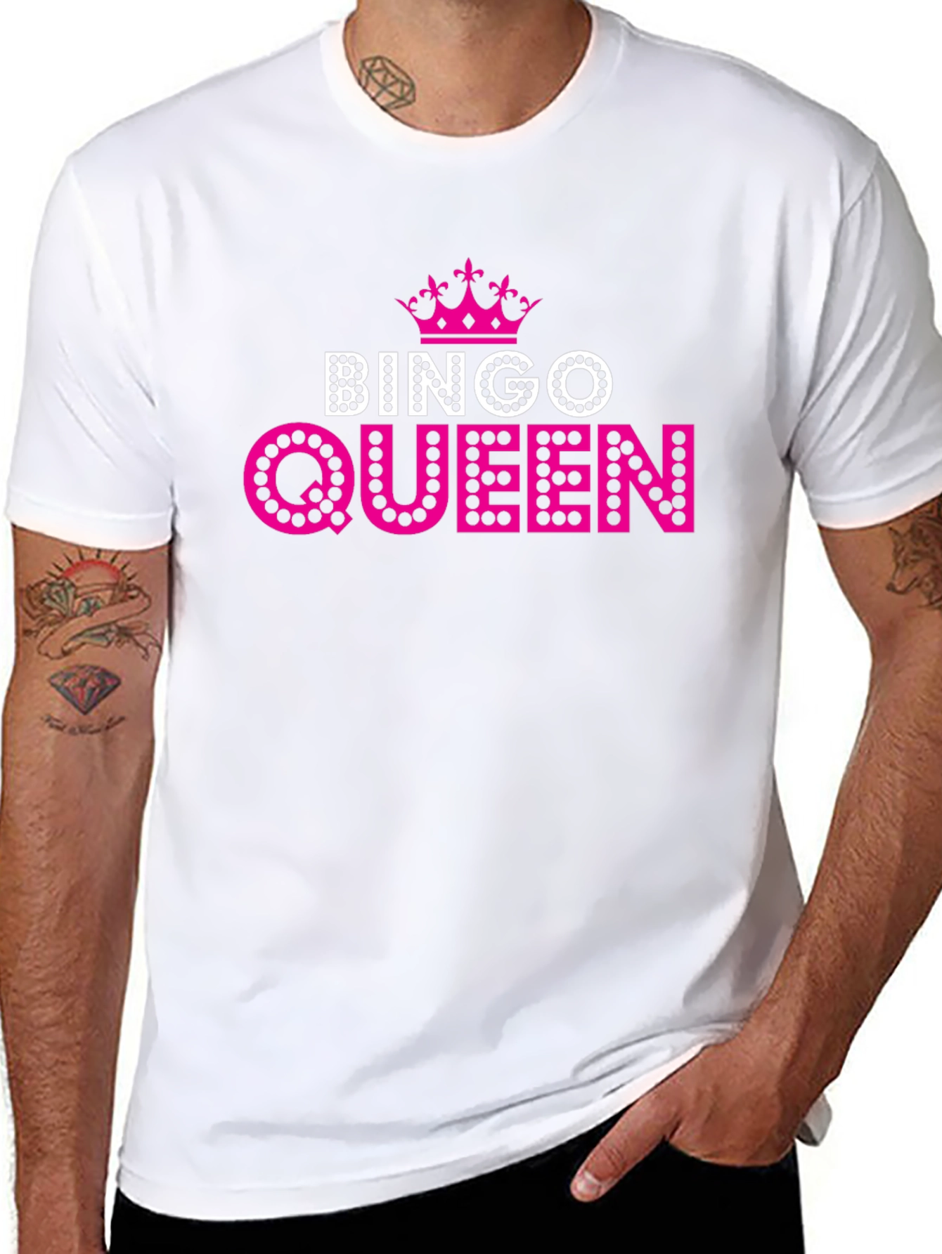 Bingo Queen T-Shirt - Pink Crown Design