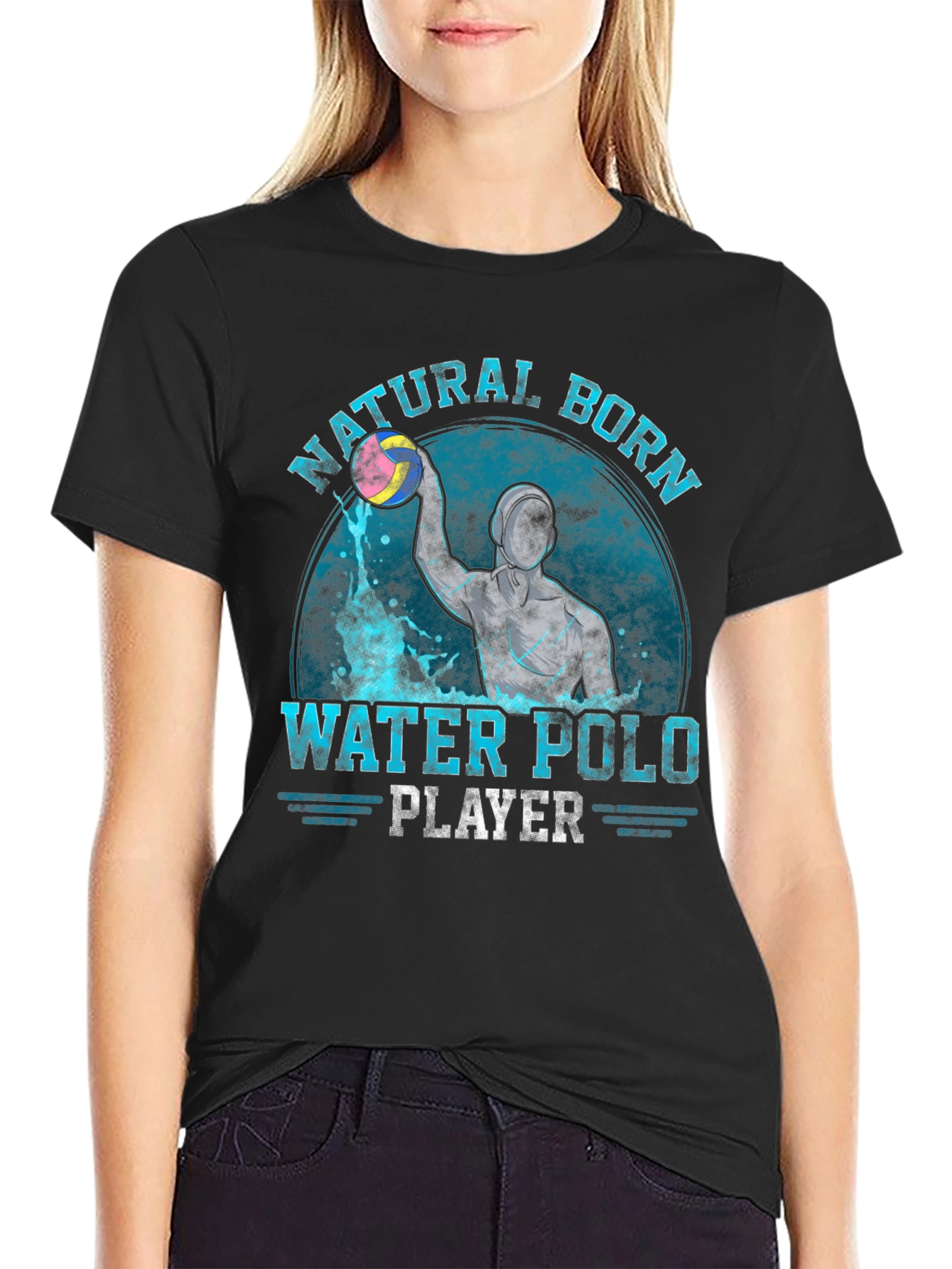 Natural Born Water Polo Player Graphic T-Shirt