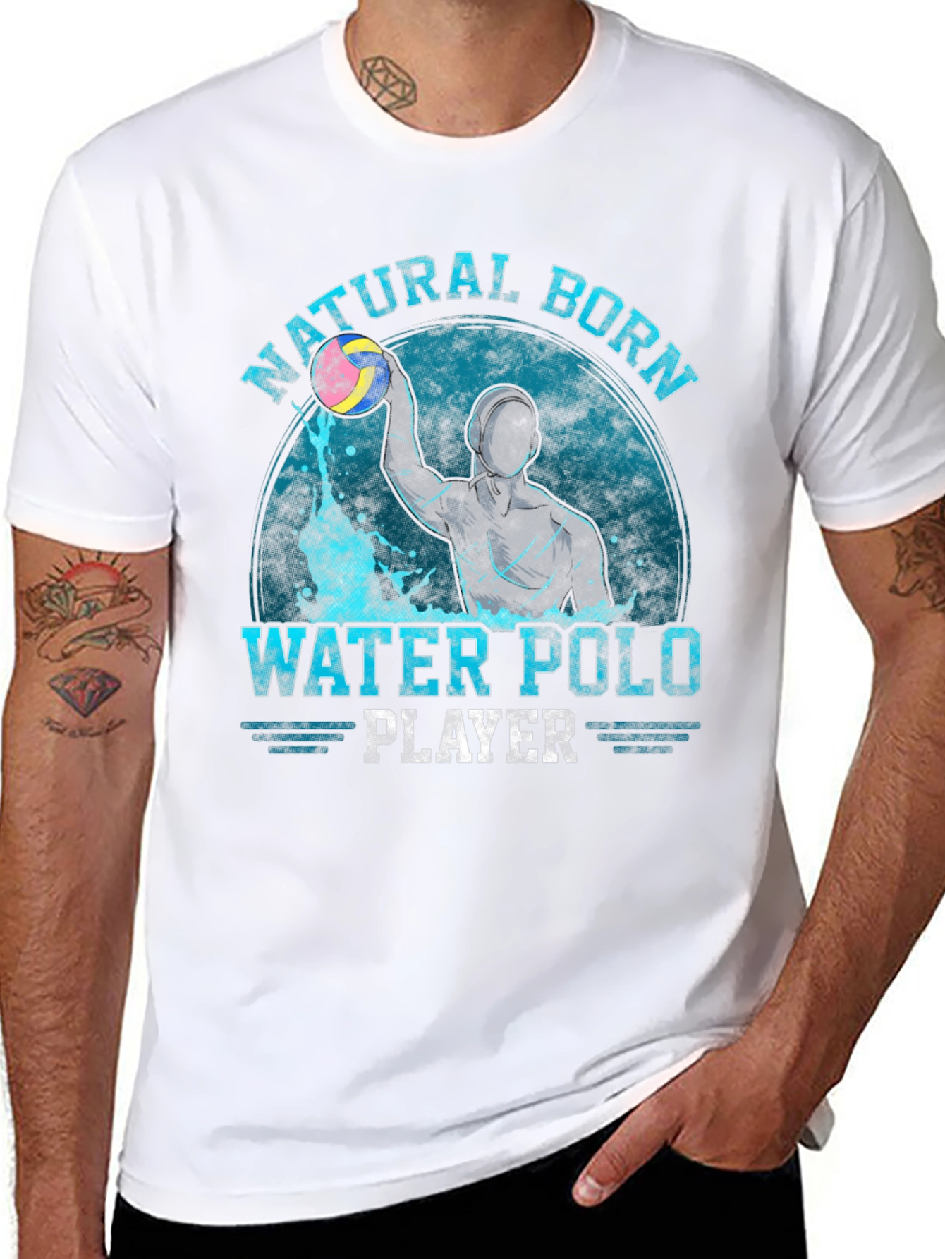 Natural Born Water Polo Player Graphic T-Shirt