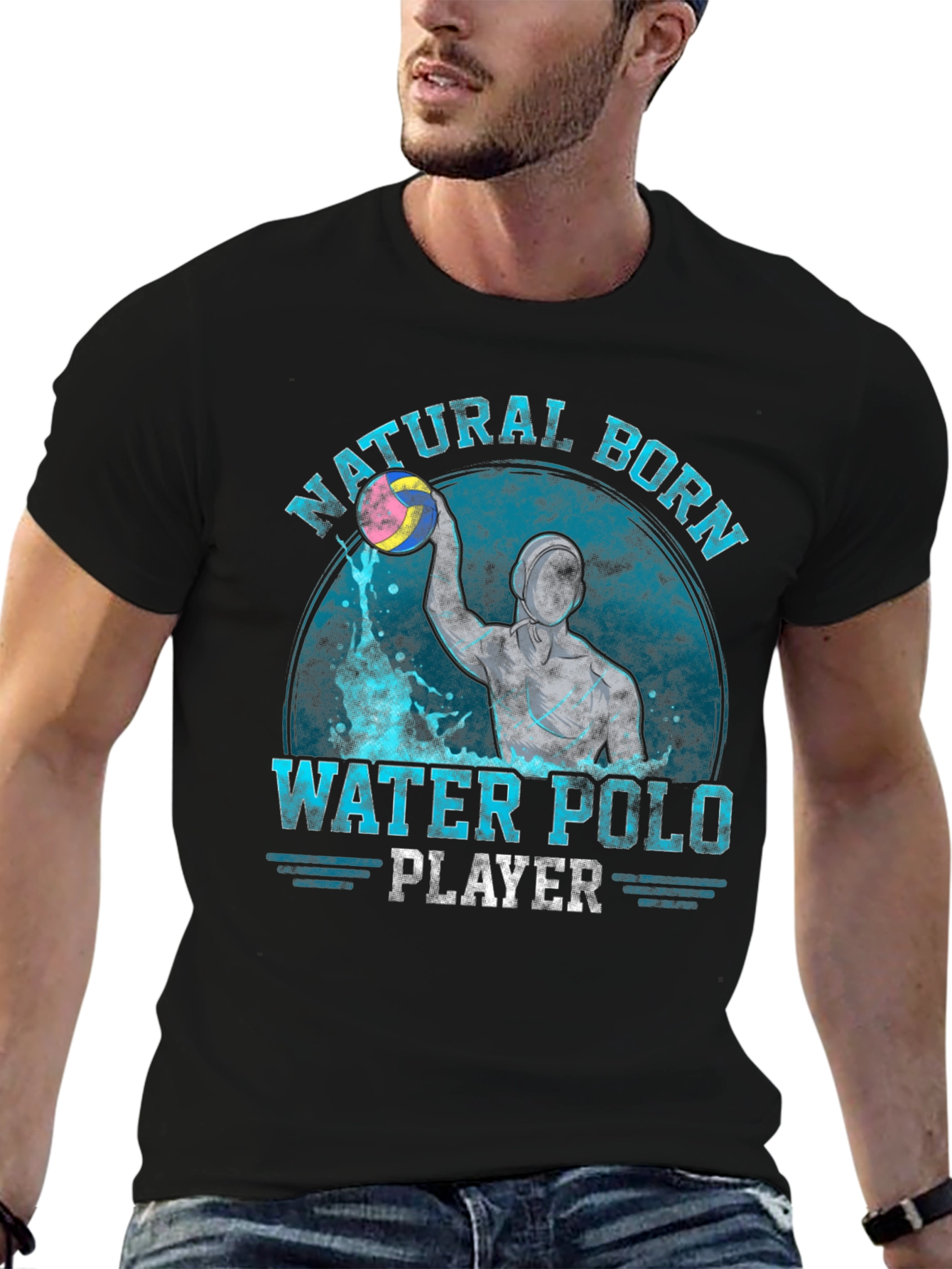 Natural Born Water Polo Player Graphic T-Shirt