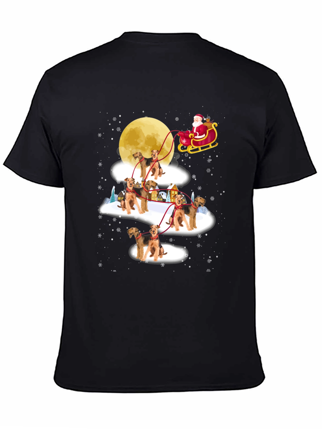 Airedale Terrier Santas Sleigh Christmas T-Shirt