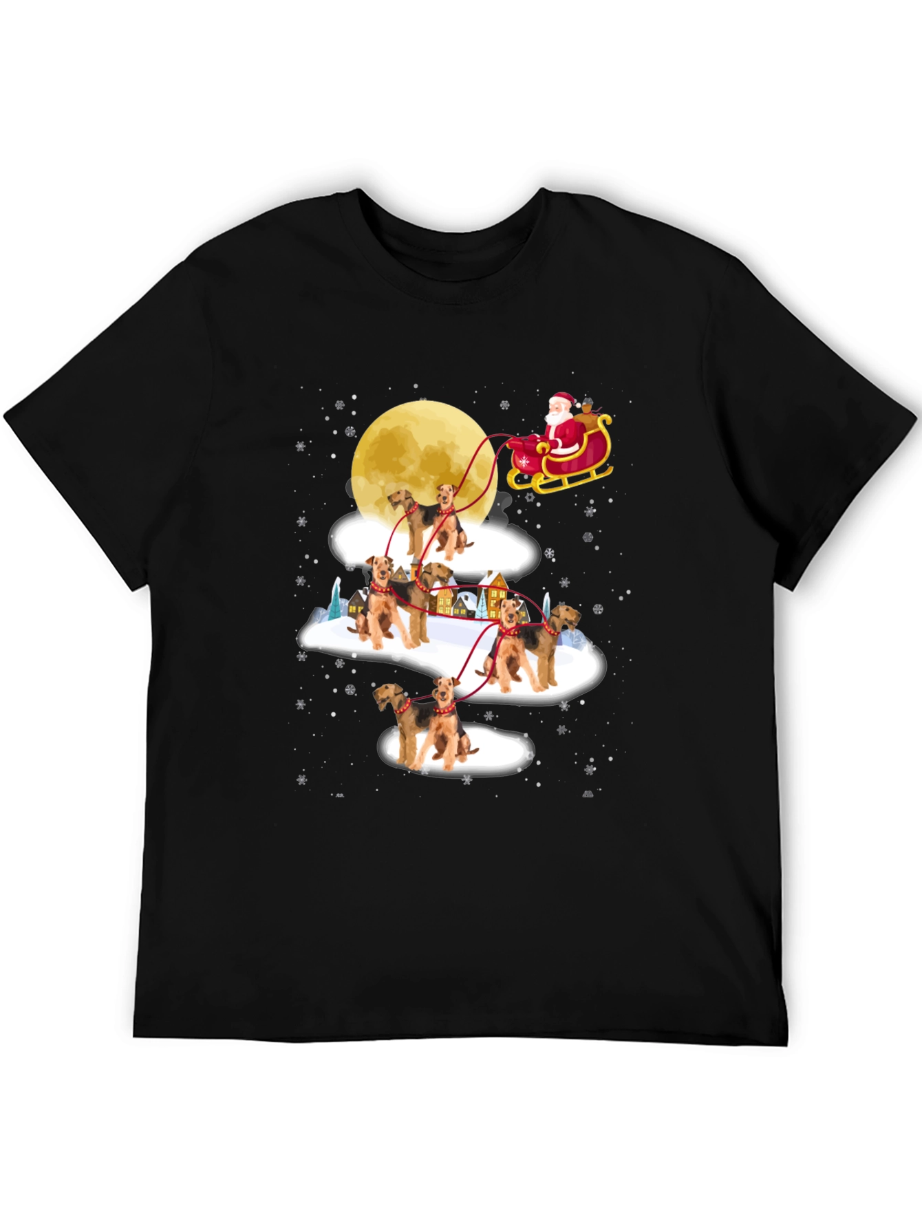 Airedale Terrier Santas Sleigh Christmas T-Shirt
