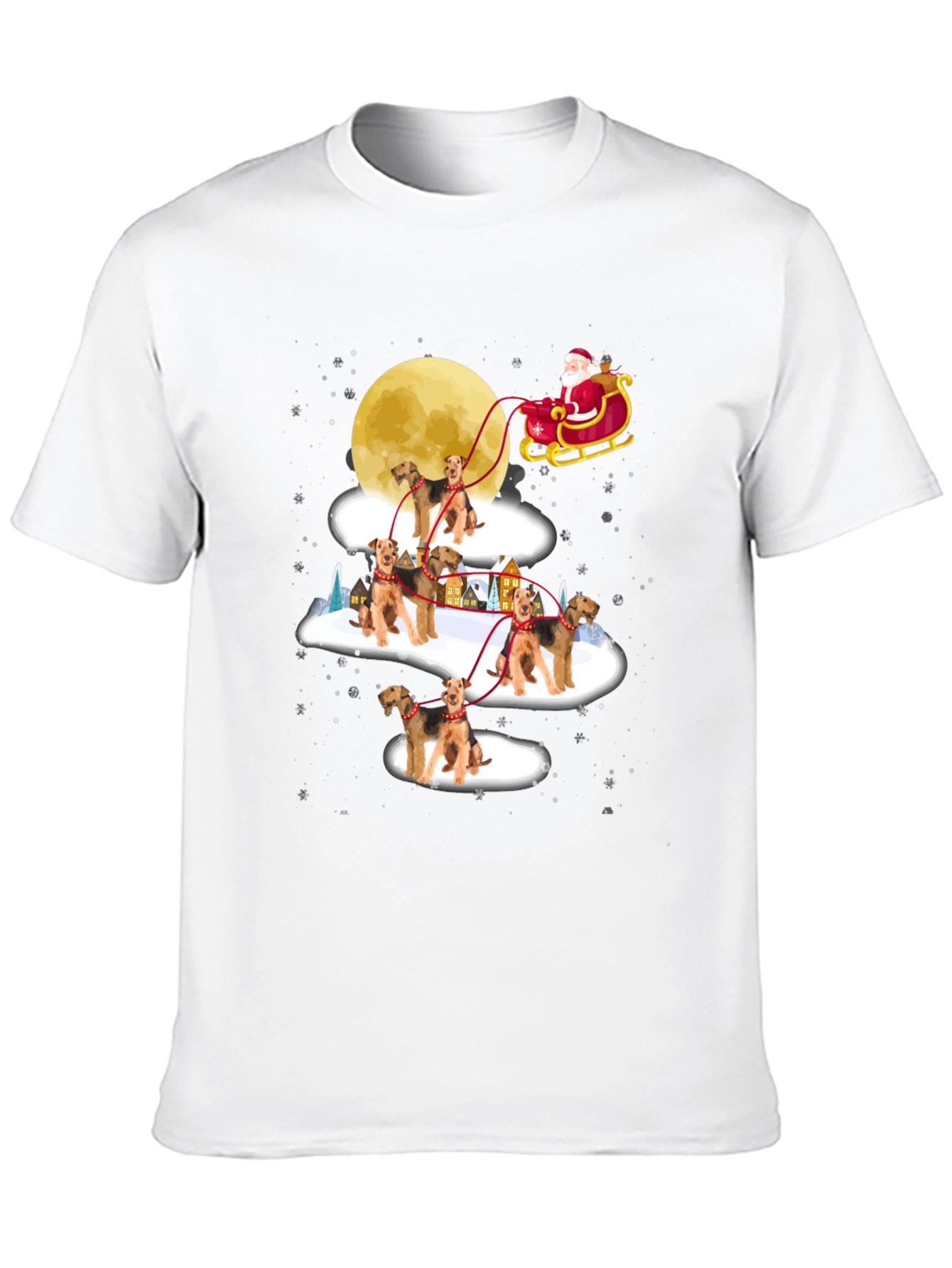 Airedale Terrier Santas Sleigh Christmas T-Shirt