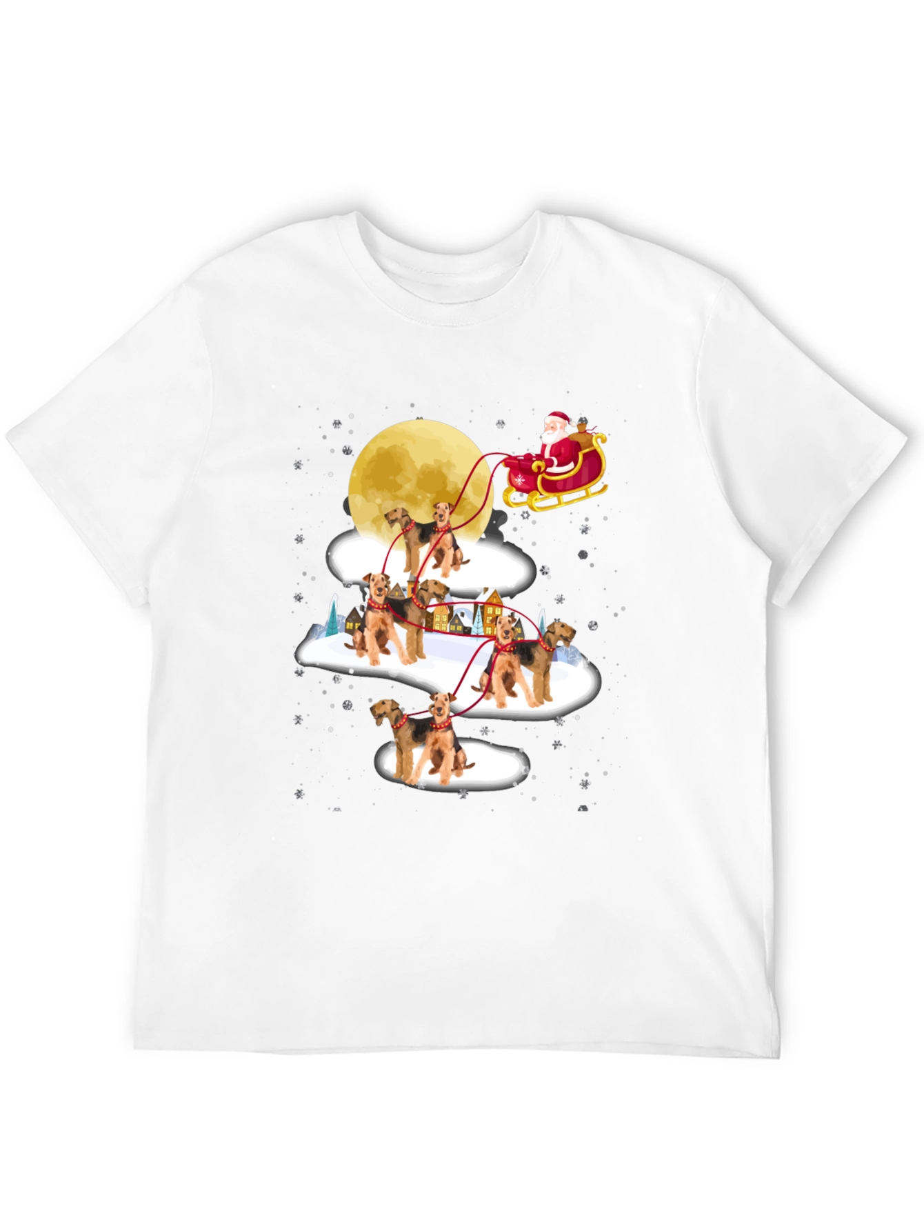 Airedale Terrier Santas Sleigh Christmas T-Shirt