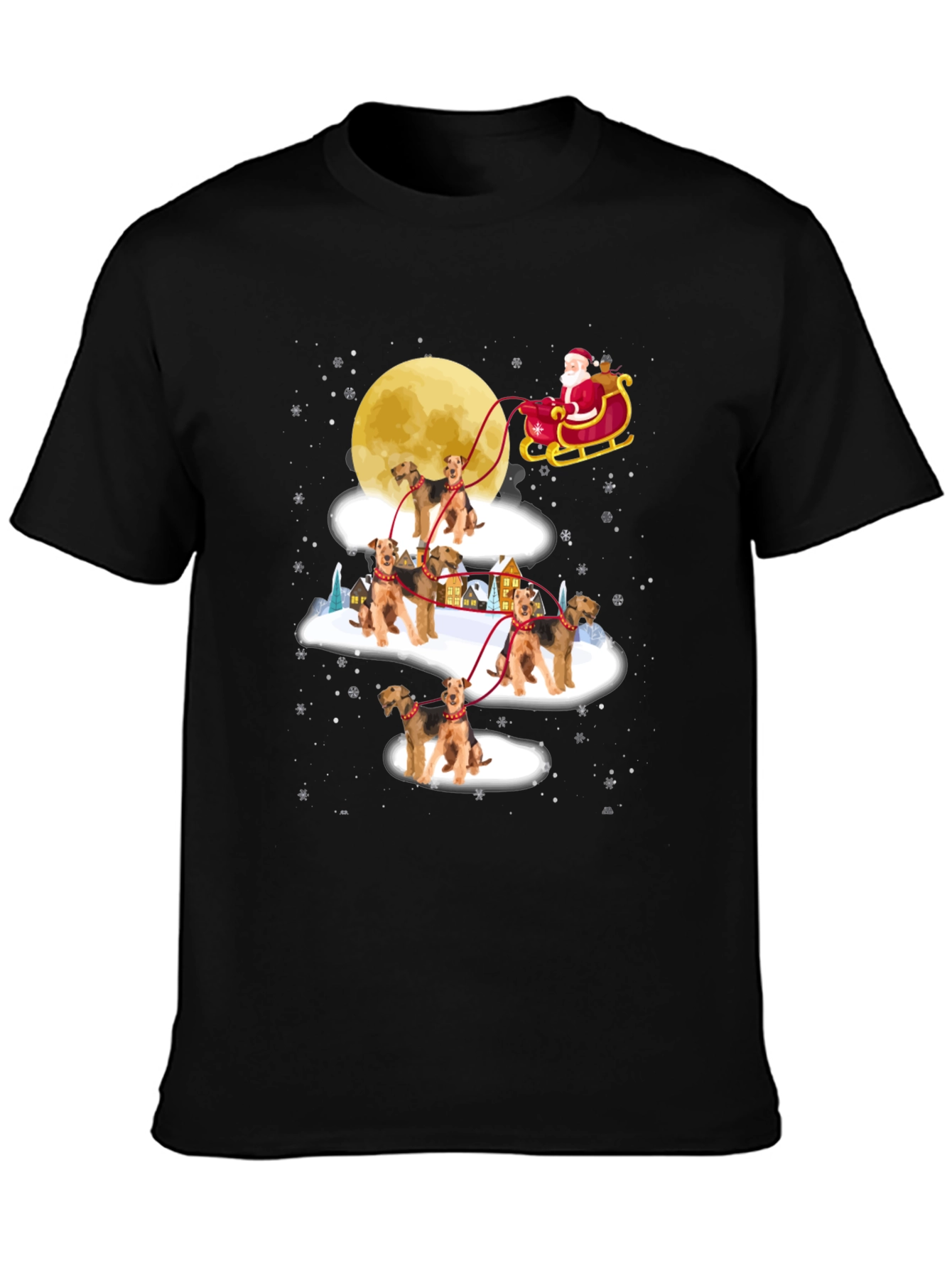Airedale Terrier Santas Sleigh Christmas T-Shirt