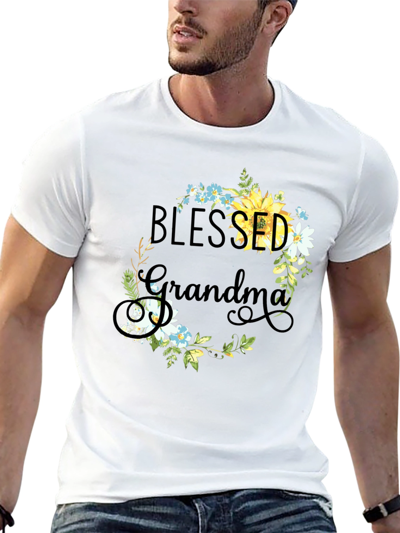 Blessed Grandma Floral Wreath Tee