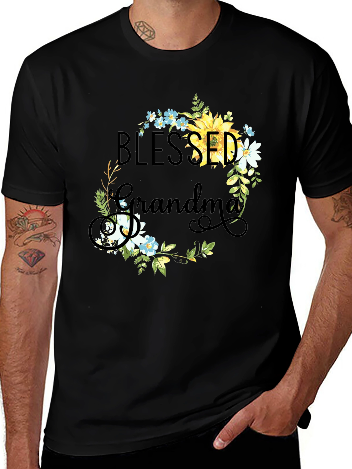 Blessed Grandma Floral Wreath Tee