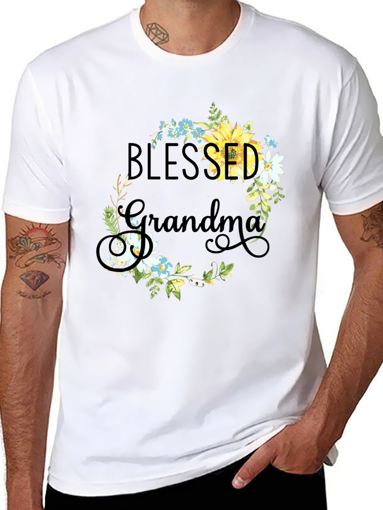 Blessed Grandma Floral Wreath Tee
