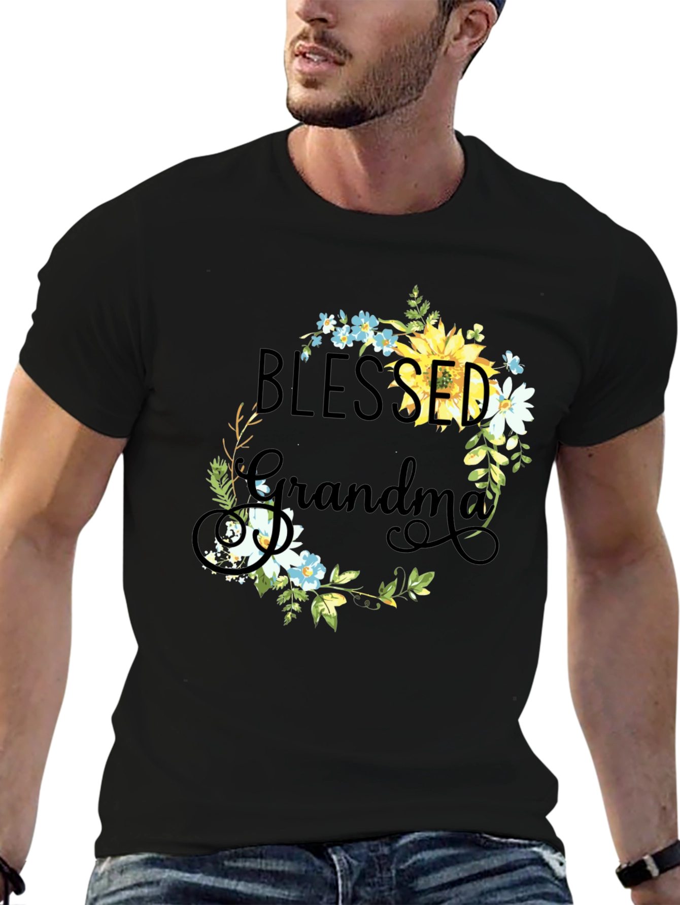 Blessed Grandma Floral Wreath Tee