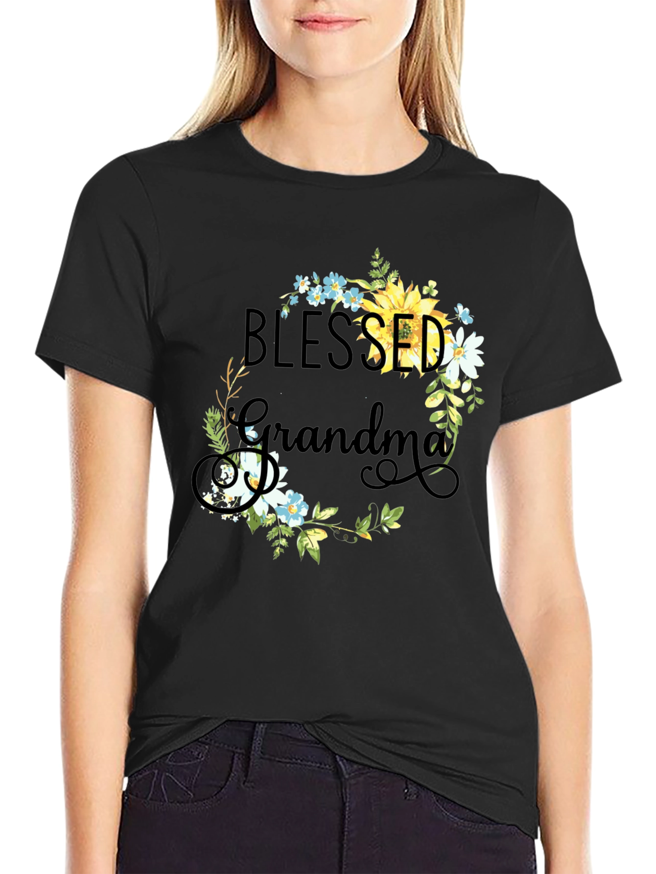 Blessed Grandma Floral Wreath Tee