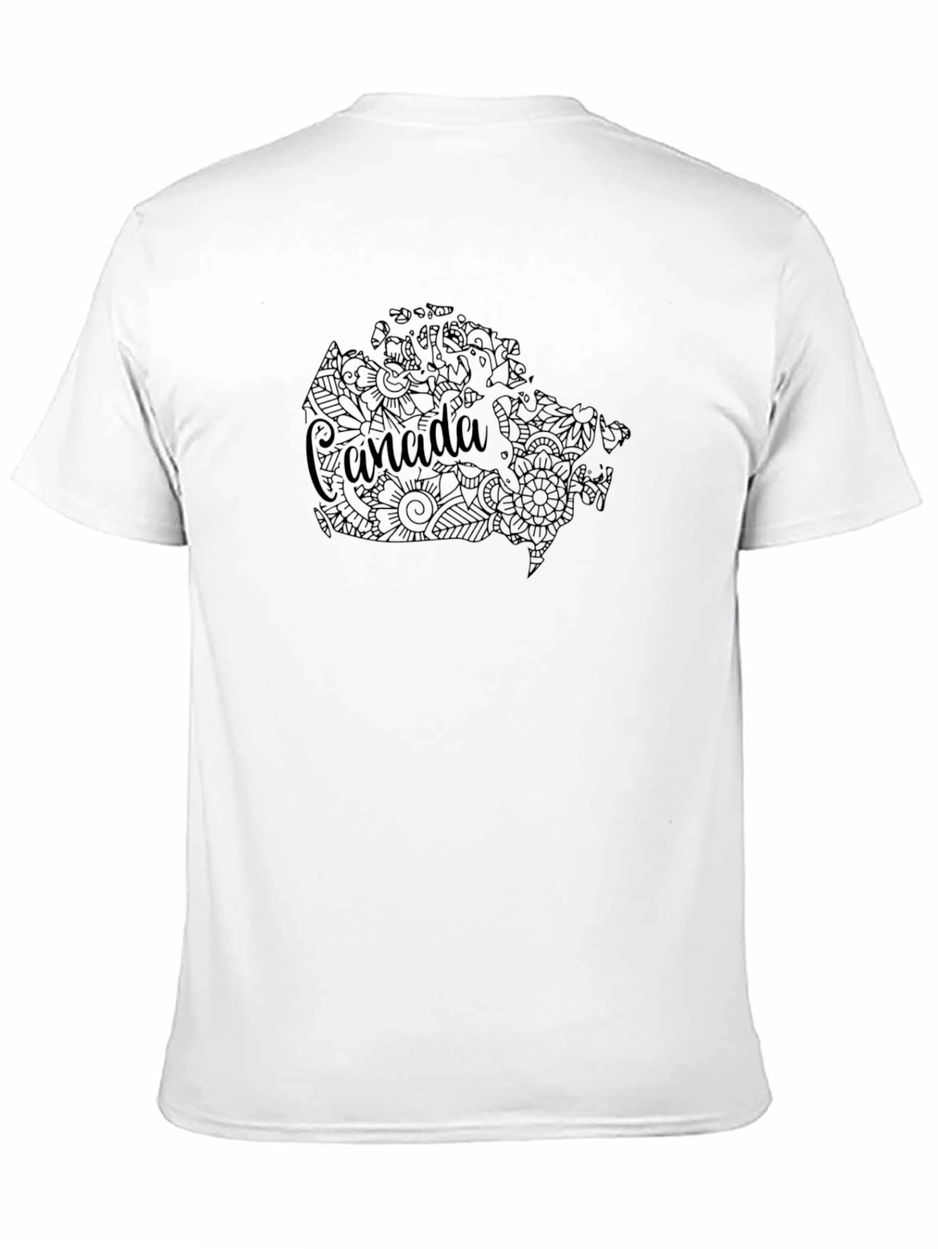 Canada Map Floral Design Black T-Shirt