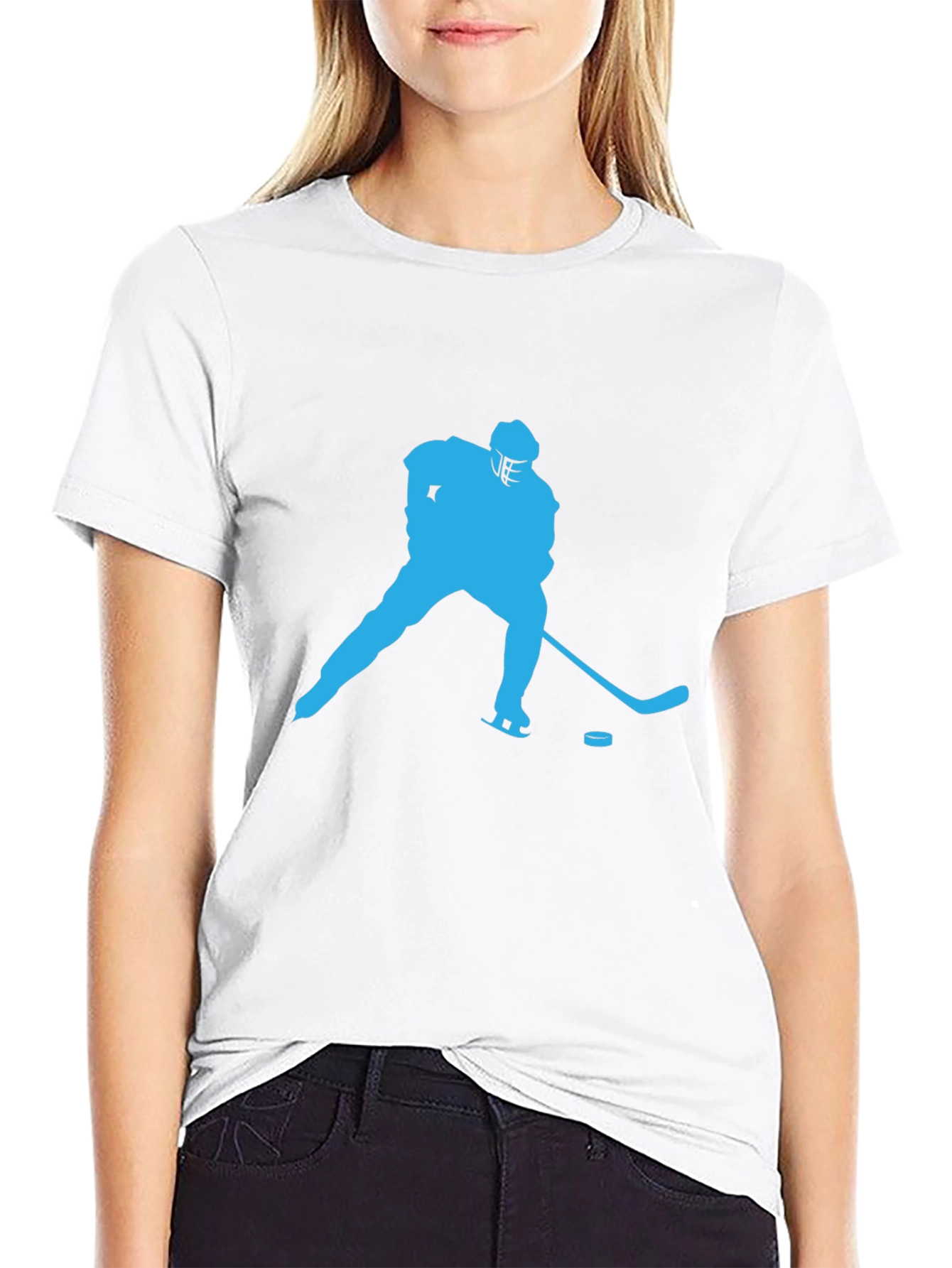 Hockey Player Graphic Tee - Black