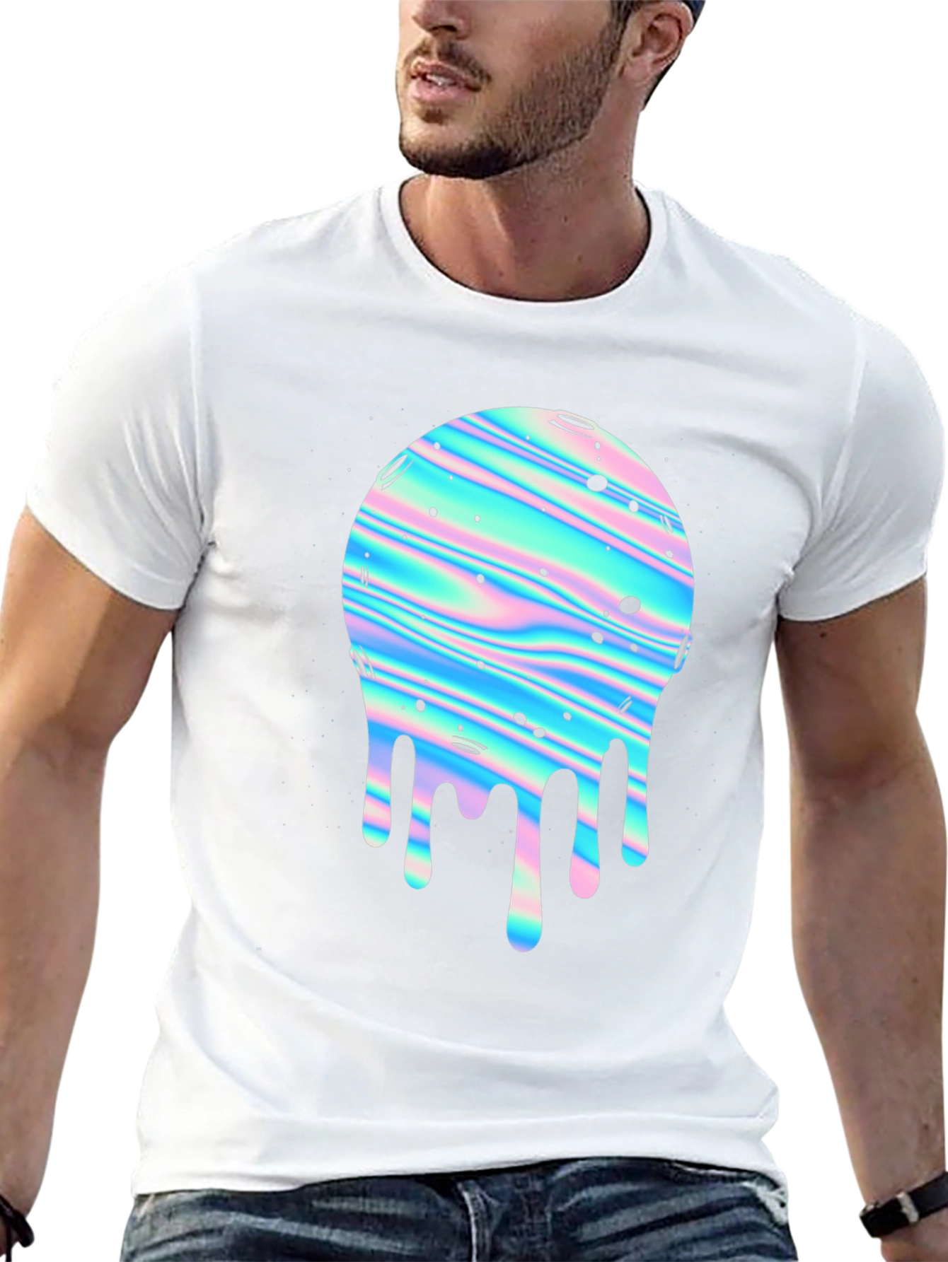 Retro Dripping Planet Graphic Tee - Black
