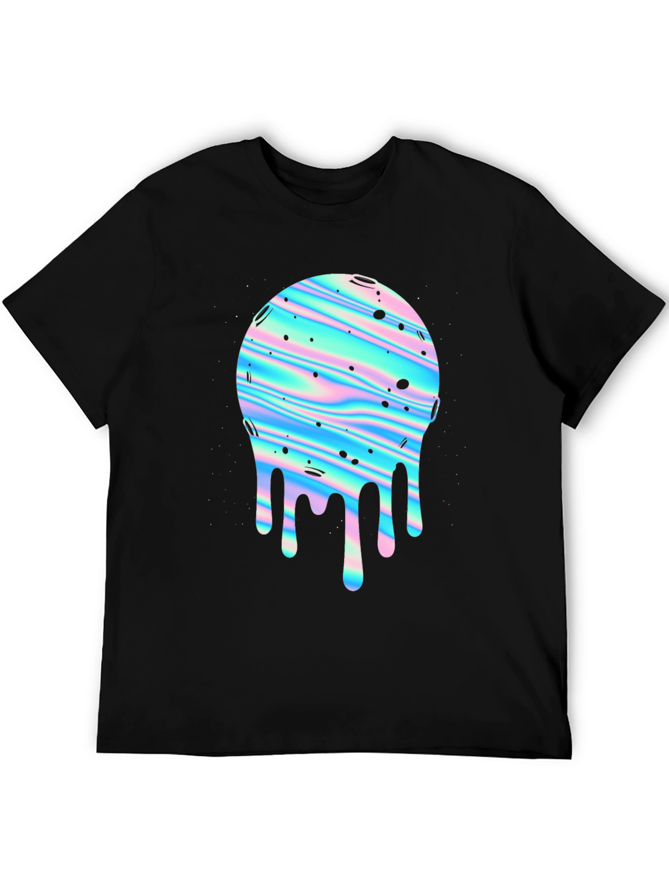 Retro Dripping Planet Graphic Tee - Black