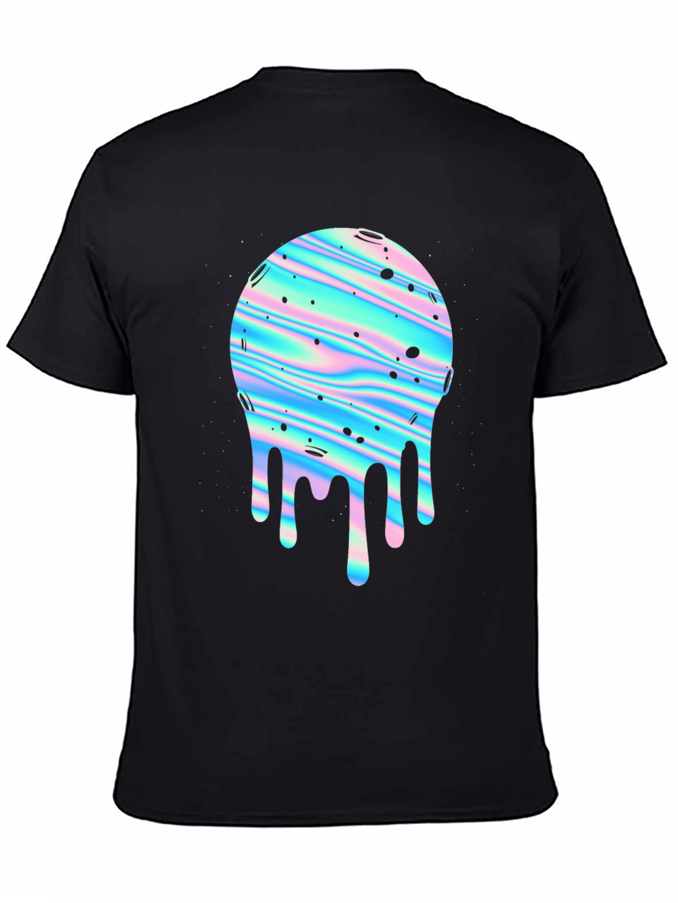 Retro Dripping Planet Graphic Tee - Black