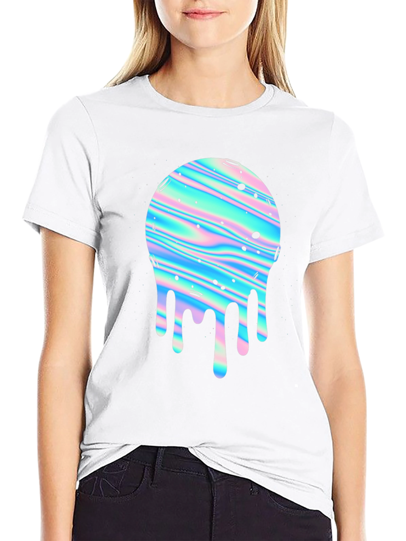 Retro Dripping Planet Graphic Tee - Black