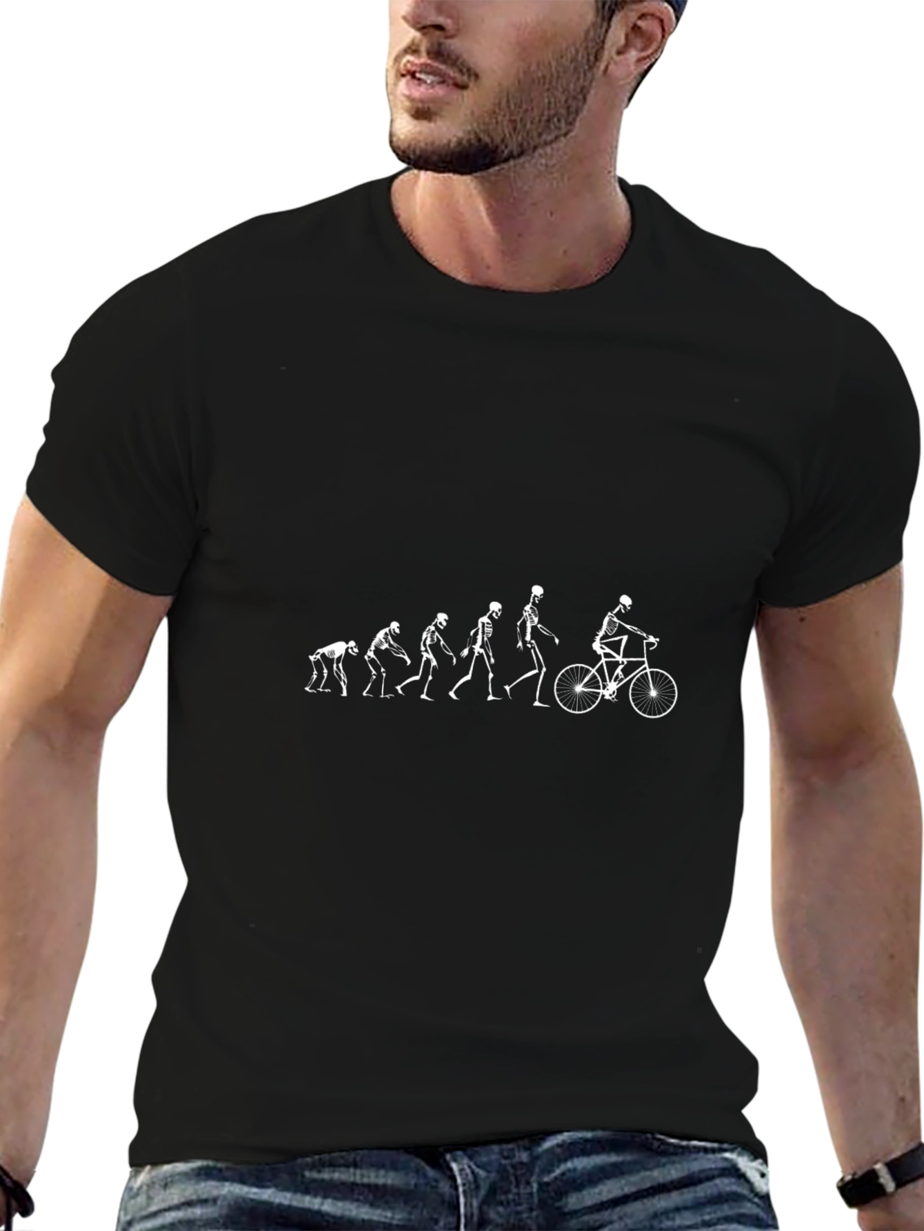 Evolution Skeleton Biker Black Graphic Tee
