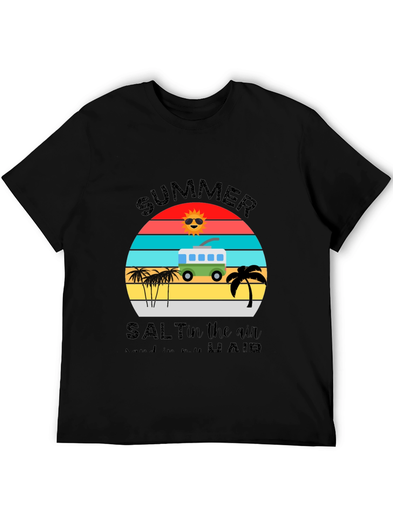 Summer Salt Air T-Shirt: Retro Van & Palm Design