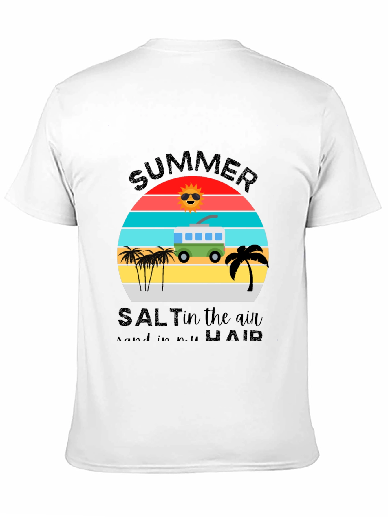 Summer Salt Air T-Shirt: Retro Van & Palm Design
