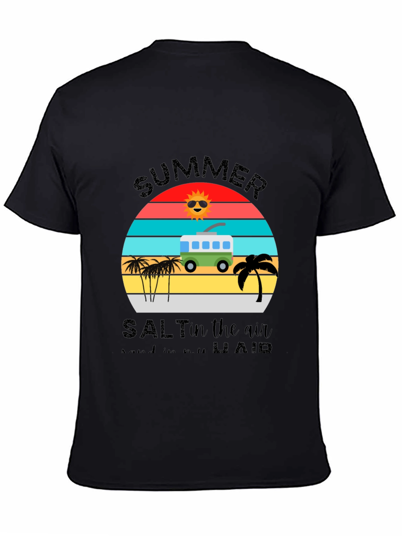 Summer Salt Air T-Shirt: Retro Van & Palm Design