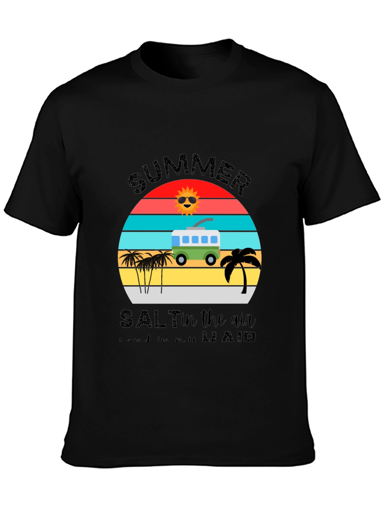 Summer Salt Air T-Shirt: Retro Van & Palm Design