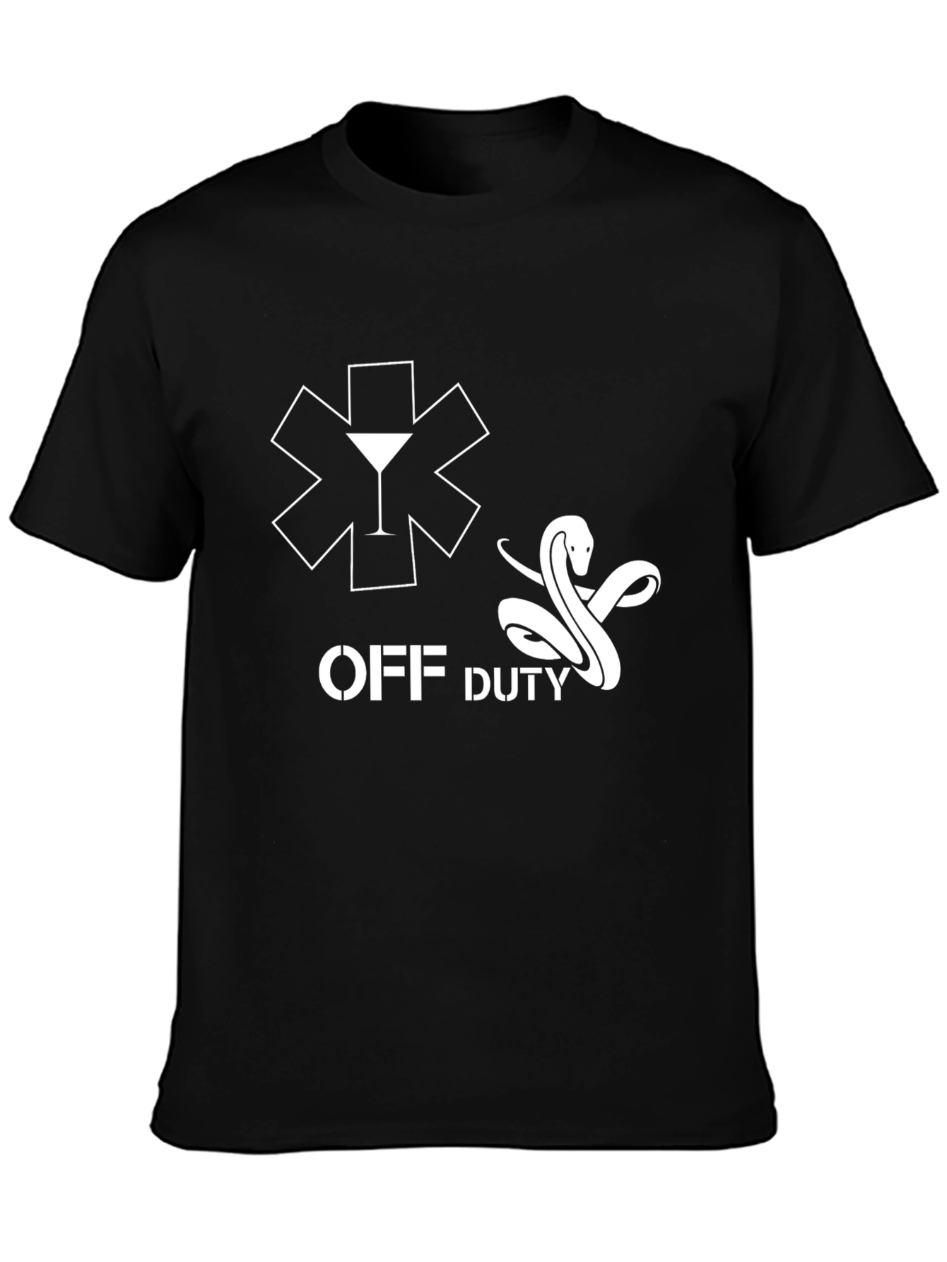 Off Duty EMT Snake & Martini Black T-Shirt